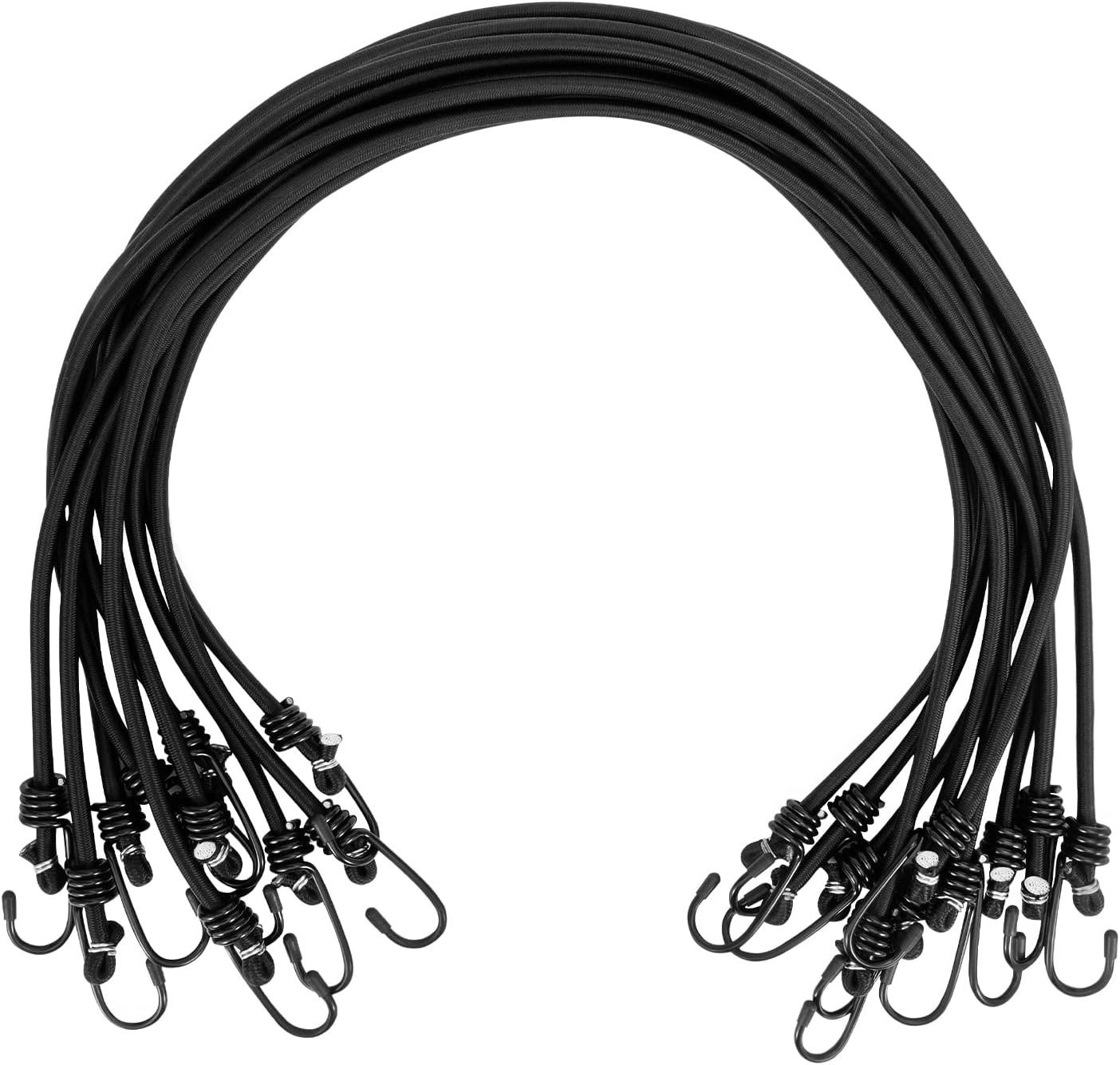 WeFine Pack of 10 Bungee Cords with Hooks Weatherproof & UV-Resistant Bungee Str...