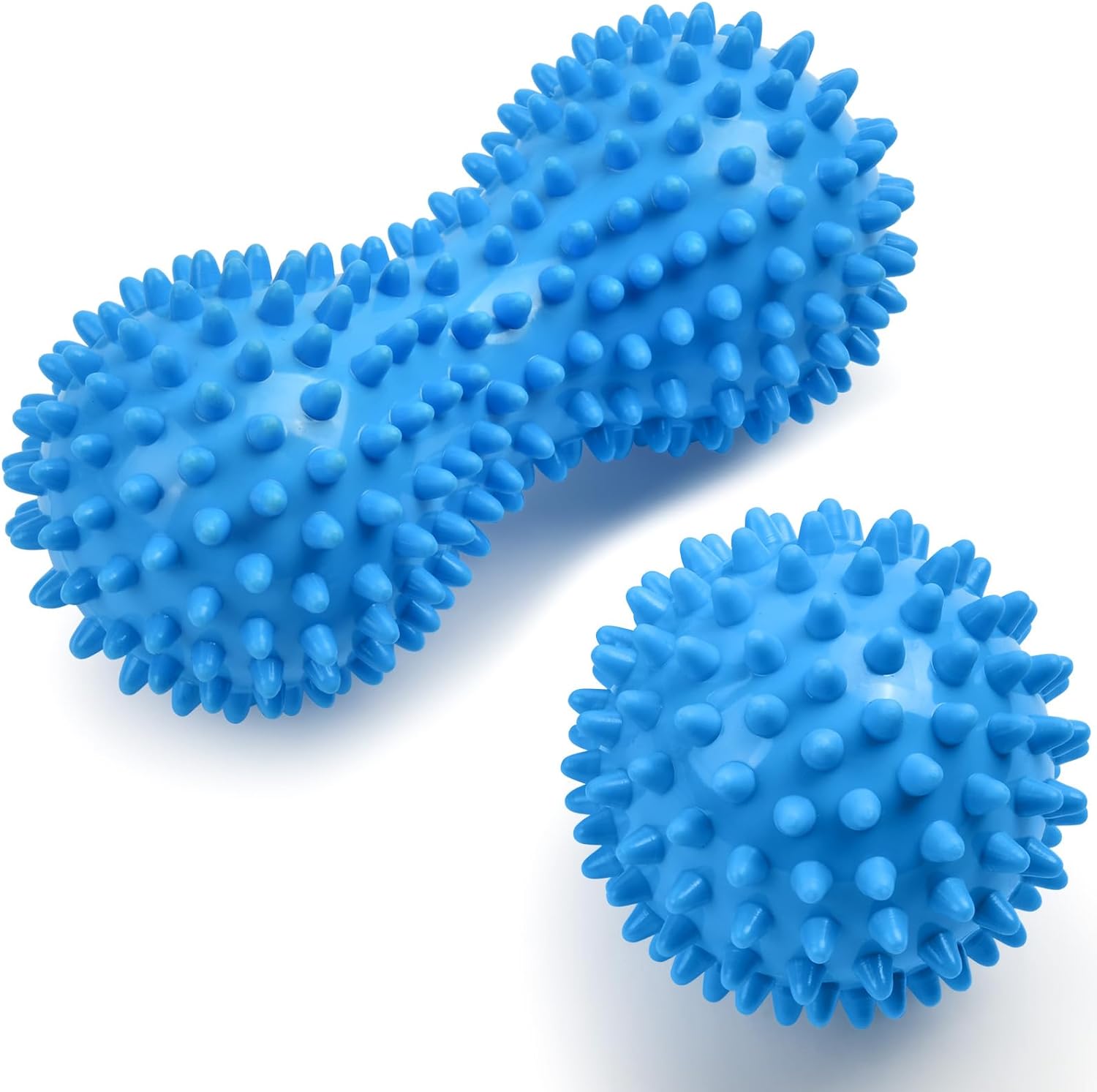 URAQT Spiky Massage Ball Set, 2 Pack Body and Foot Massage Roller, Hard Peanut M...