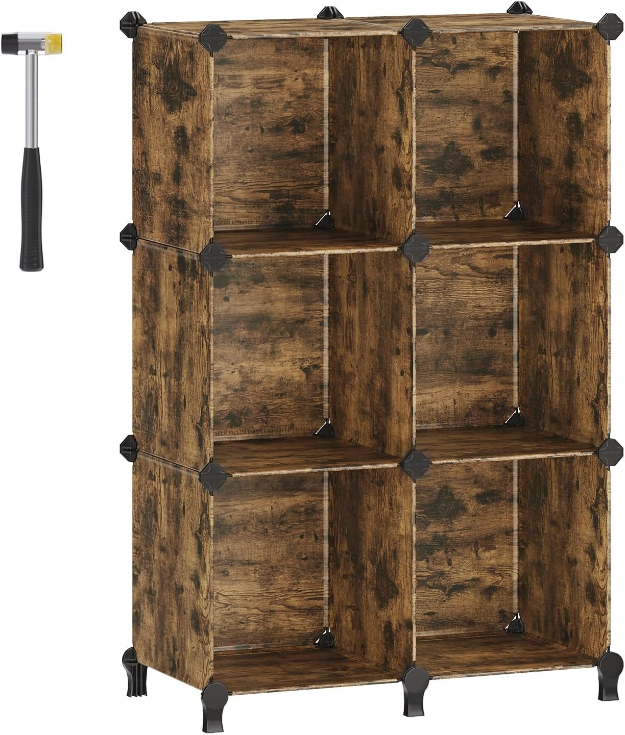 SONGMICS 6 Cube Storage Unit, Modular Plastic Cube Storage Organiser with Feet,...