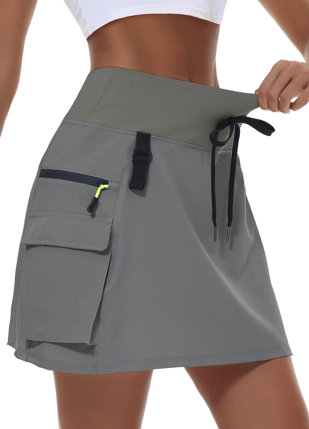 Women's Hiking Cargo Skort Skirt High Waisted Golf Dressy Casual with Zipper Poc...