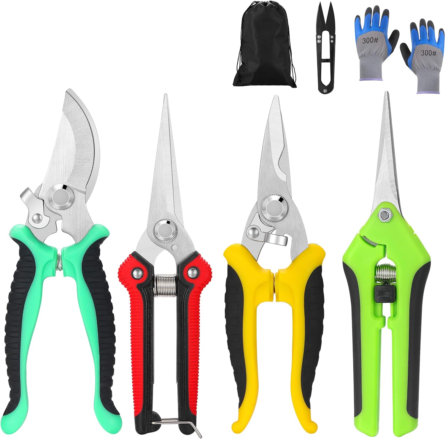 5 pack Garden Pruning Shears Stainless Steel Blades, Handheld Scissors Set with...