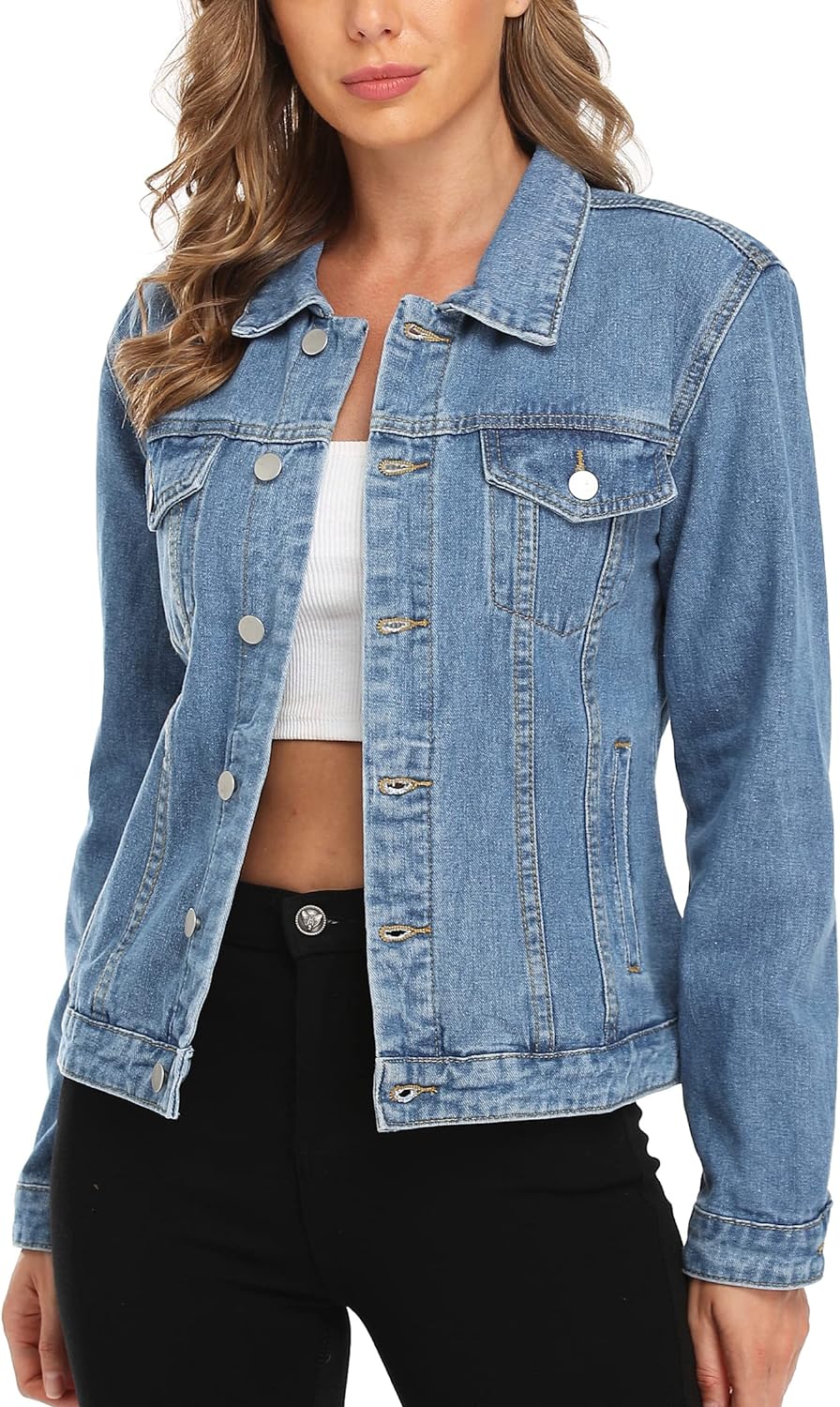 MISS MOLY Women's Denim Jacket, Special Denim Jacket Button Up, Innovative Long...
