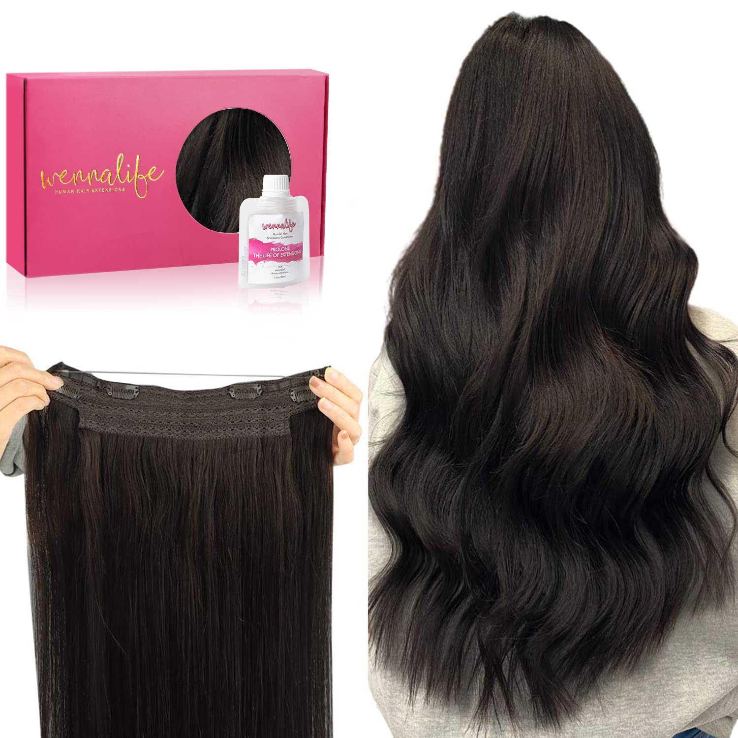 WENNALIFE Hair Extensions, Special Real Human Hair 20 Inch Extensions, Innovativ...
