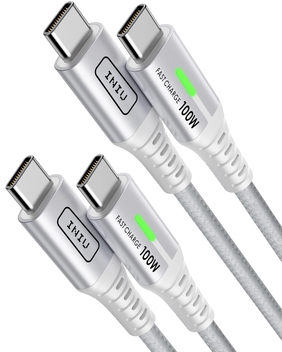 INIU USBC to USBC Cable, [6.6ft, White] 2-Pack USB C to C Fast Charging Cable fo...