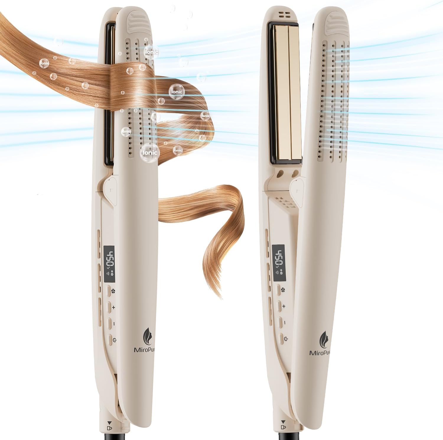 MiroPure Flat Iron Hair Straightener, Hair Straightener and Curler 2-in-1, 360°...