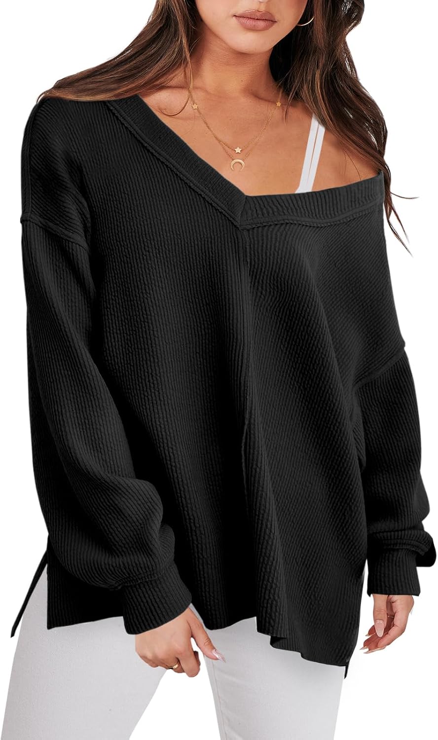 ANRABESS Oversized Long Sleeve Shirts for Women, Special Off the Shoulder Sweats...