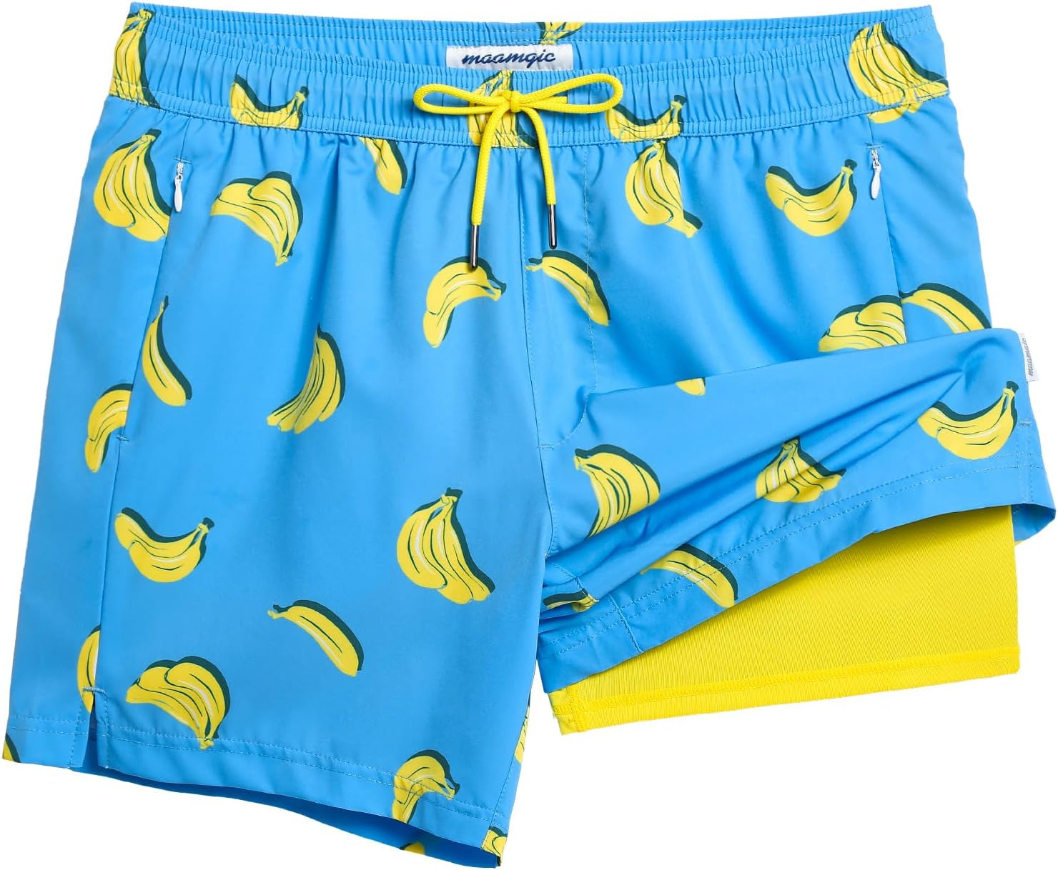 maamgic Mens 5.5 Inch Swim Trunks with Compression Liner Board Shorts Quick Dry...