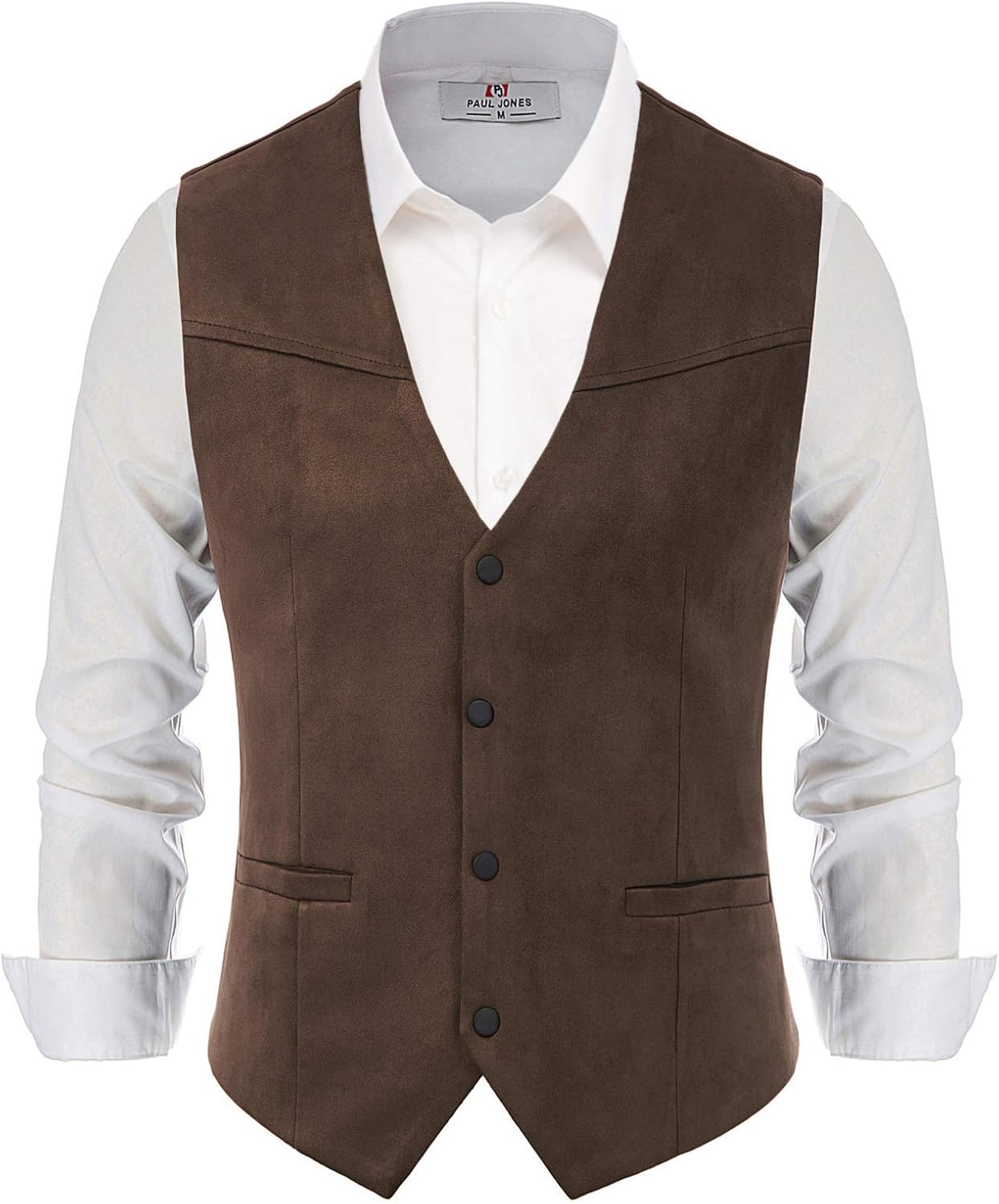 PJ PAUL JONES Men's Suit Vest, Special Cowboy Western Vest, Innovative Slim Fit...