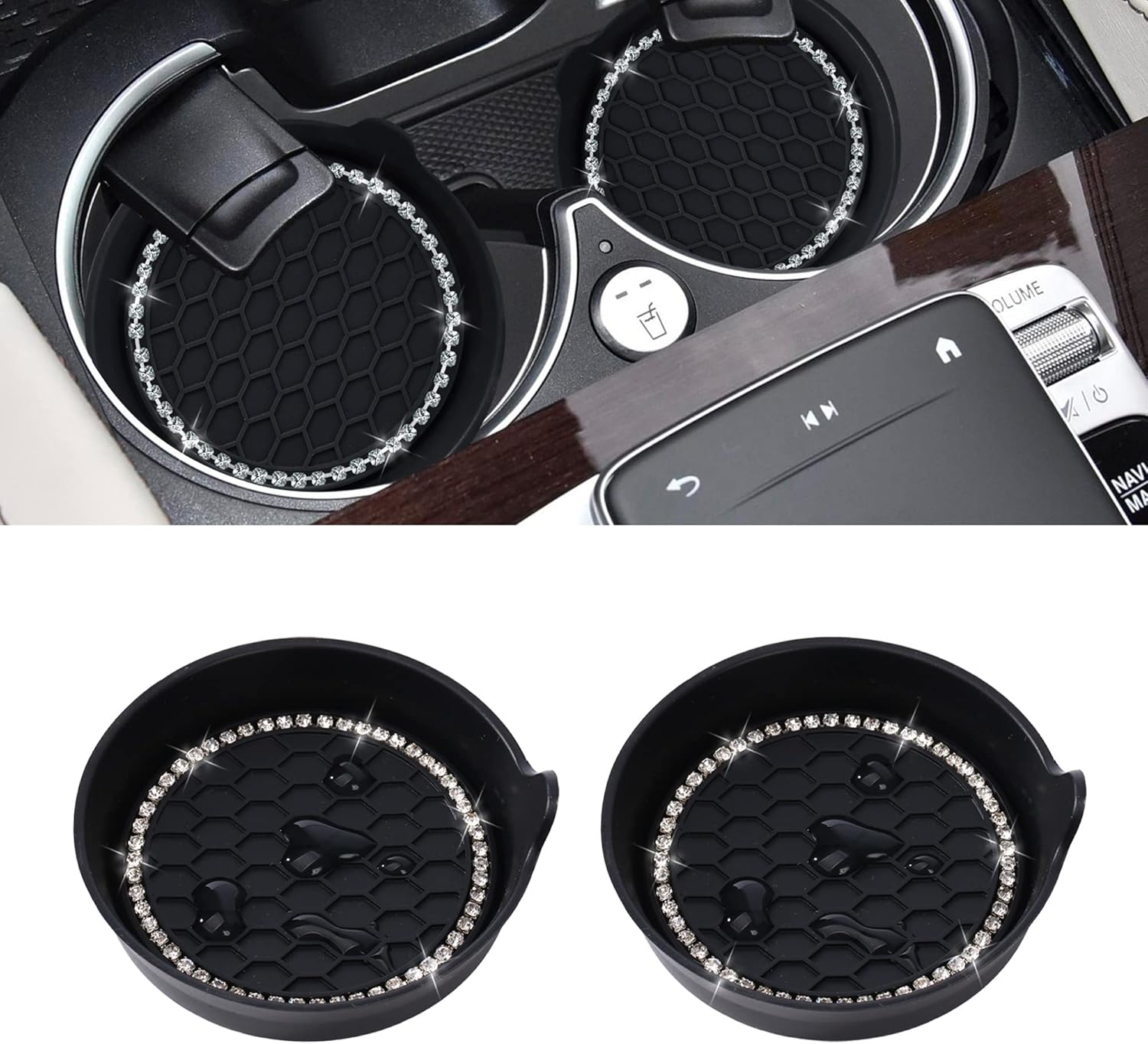 Amooca Car Cup Coaster Universal Non-Slip Cup Holders Bling Crystal Rhinestone C...
