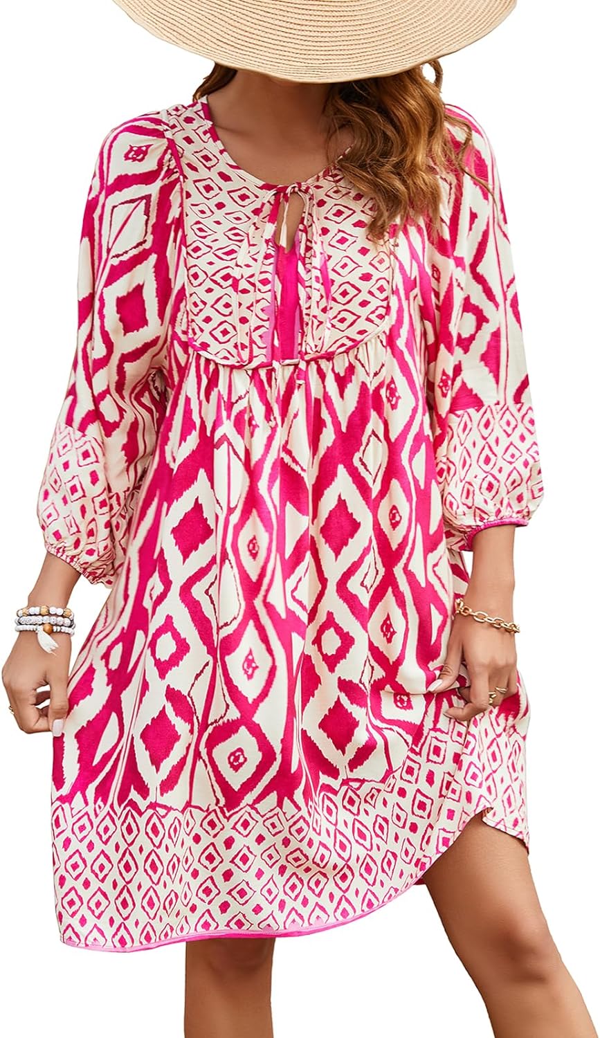 Qearal Womens Summer Dress, Special Casual V Neck Dress With 3/4 Sleeve, Unique...