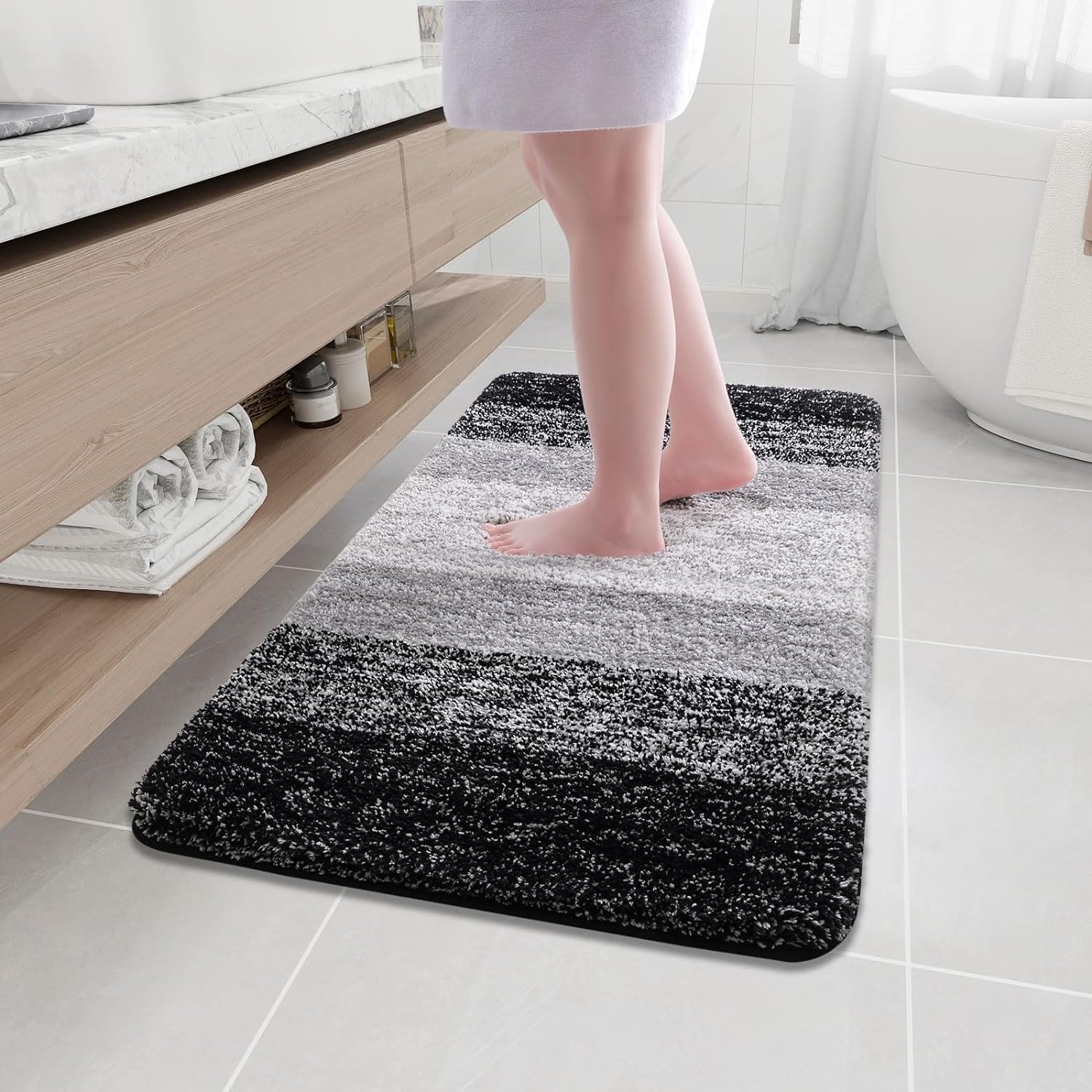 Arotive Microfiber Bathroom Rugs, Shaggy Soft and Absorbent Bath Rug, Non-Slip,...