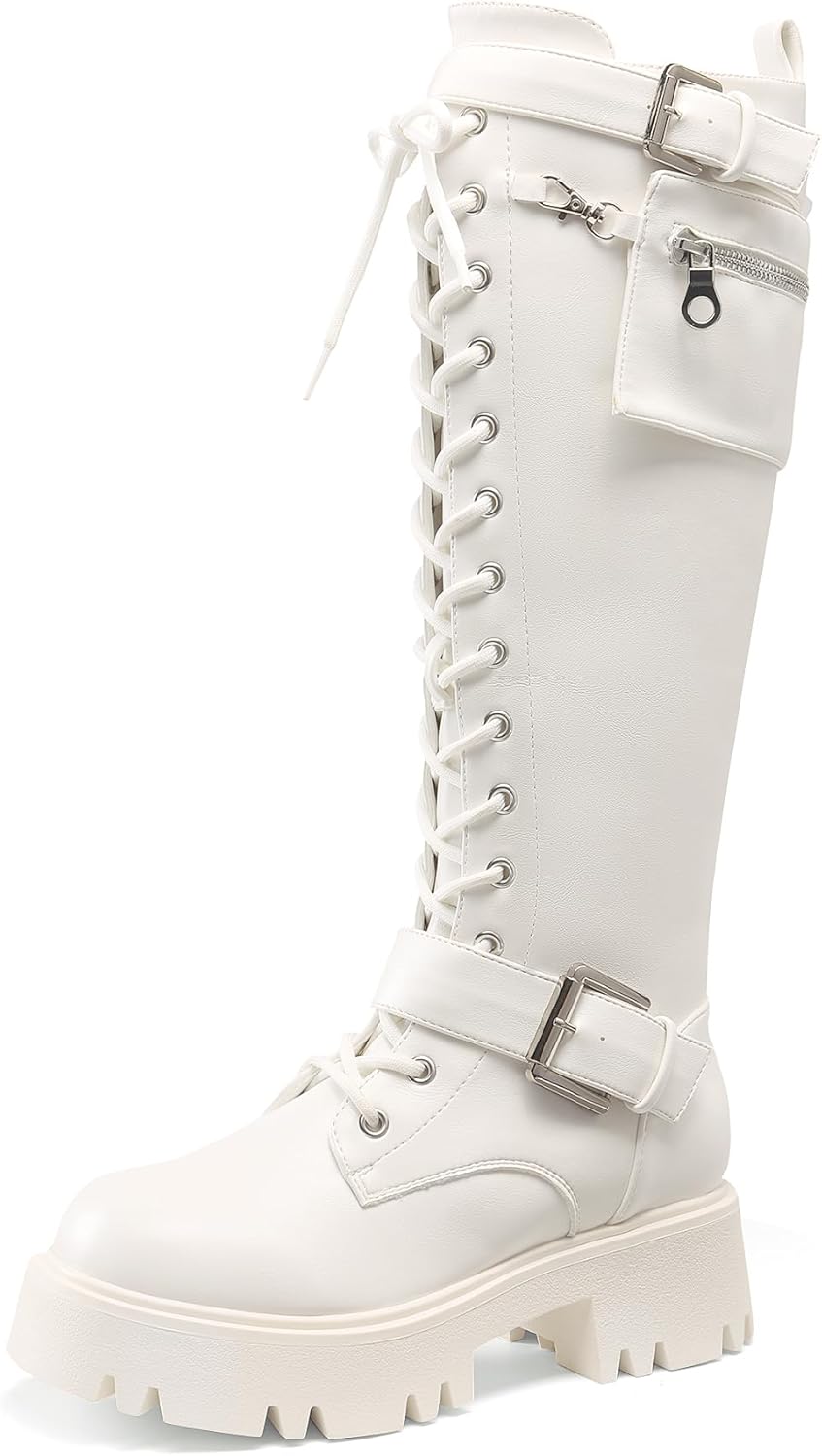DREAM PAIRS Knee High Boots, Special Platform Riding and Combat Boots, Innovativ...