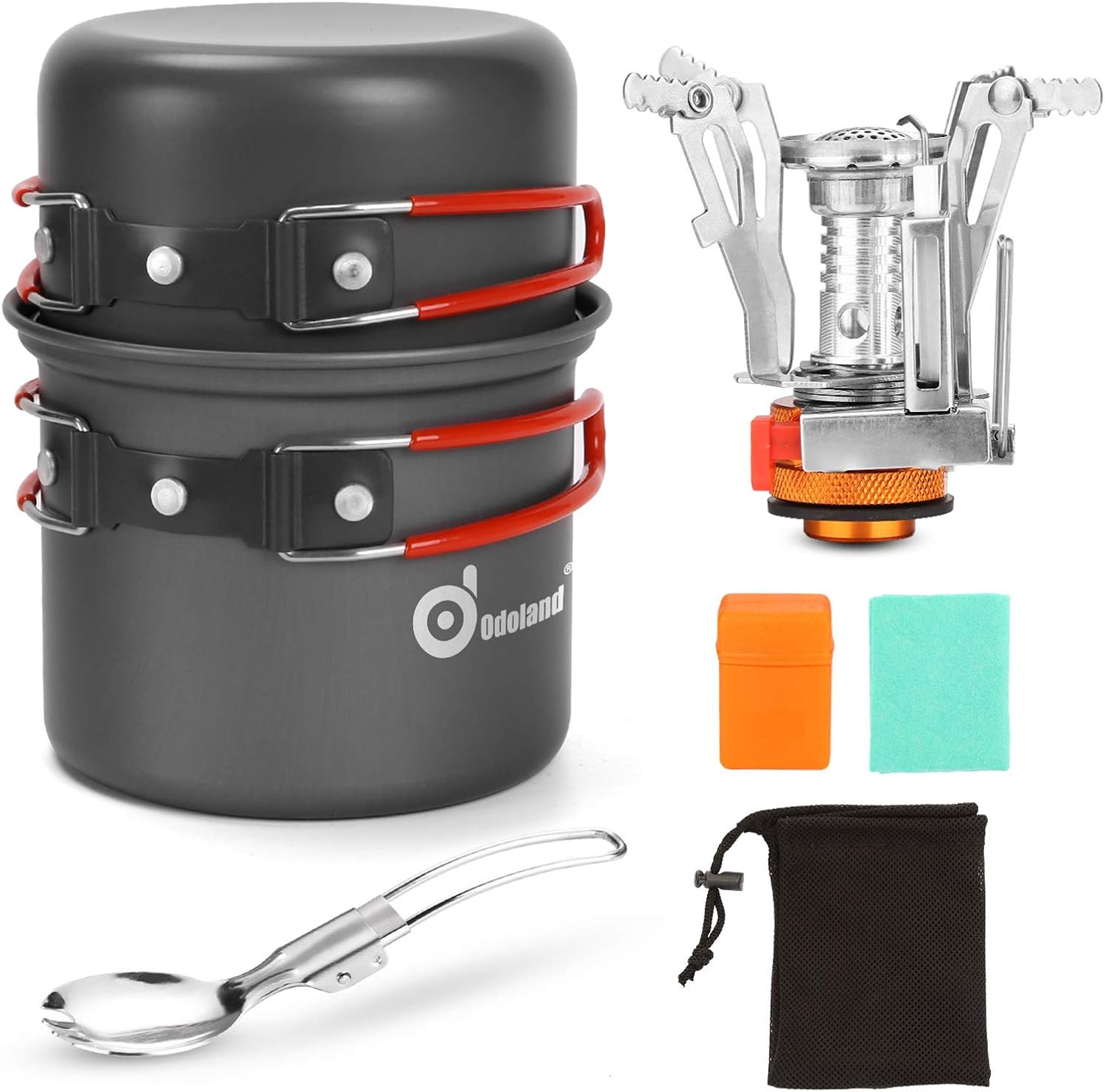 Odoland 6pcs Camping Cookware Mess Kit with Lightw...