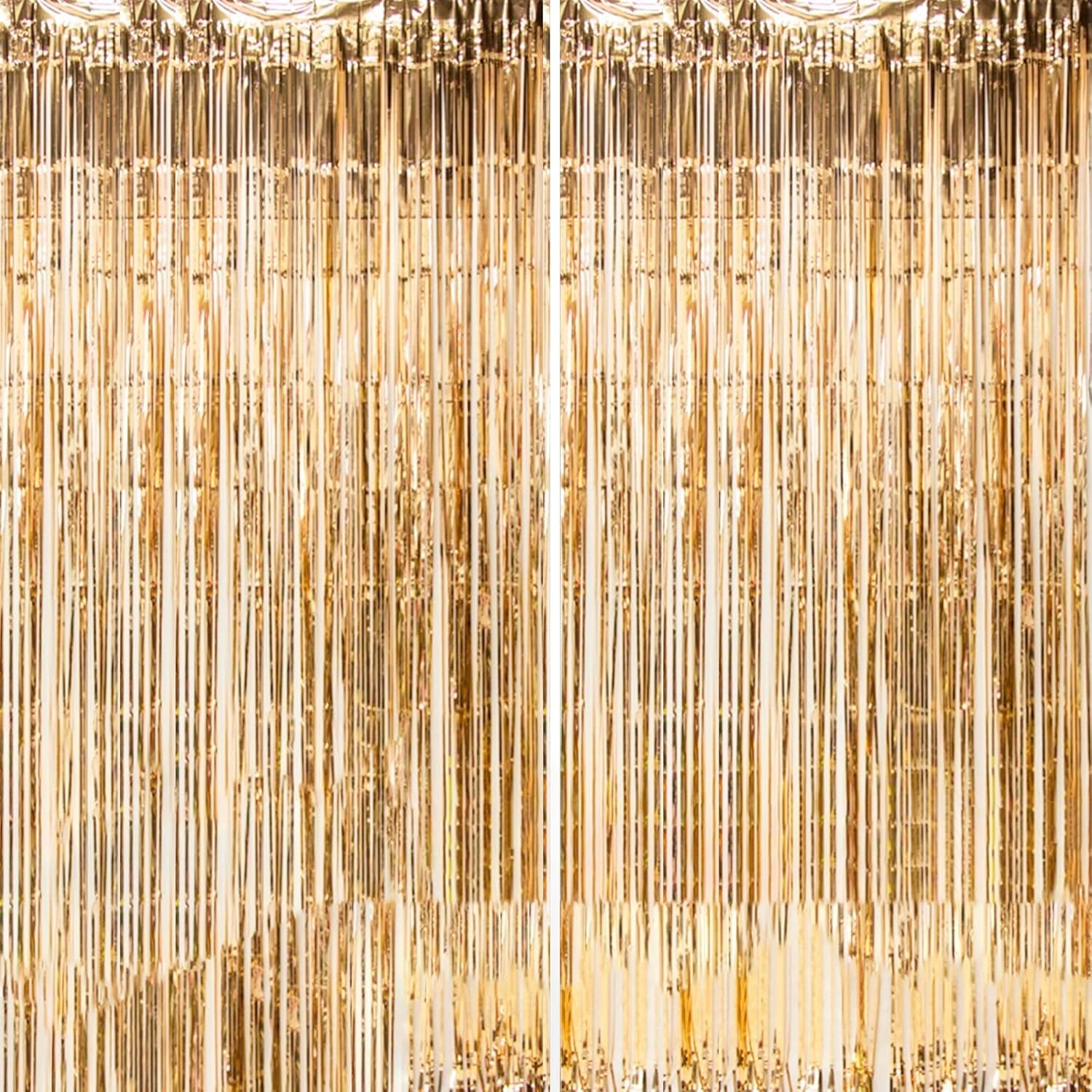 Dazzle Bright 2 Pack Backdrop Curtain, 3FT x 8FT Metallic Tinsel Foil Fringe Cur...