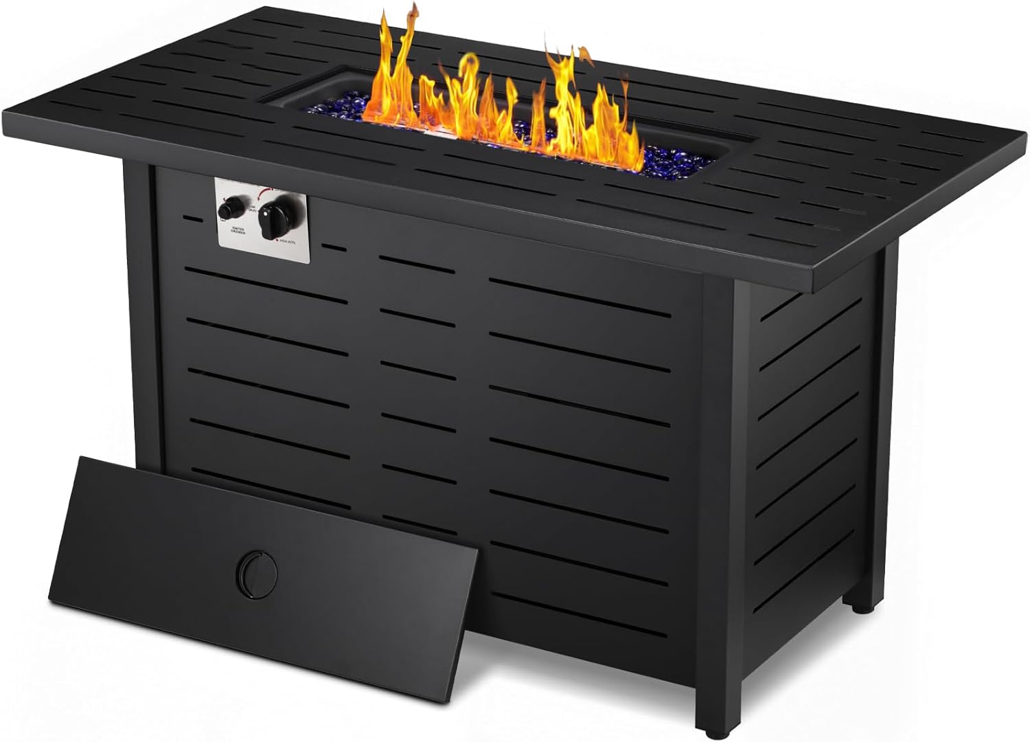 Xbeauty Fire Pit Propane Gas FirePit Table 43" Outdoor Fire Pit Rectangular Tabl...