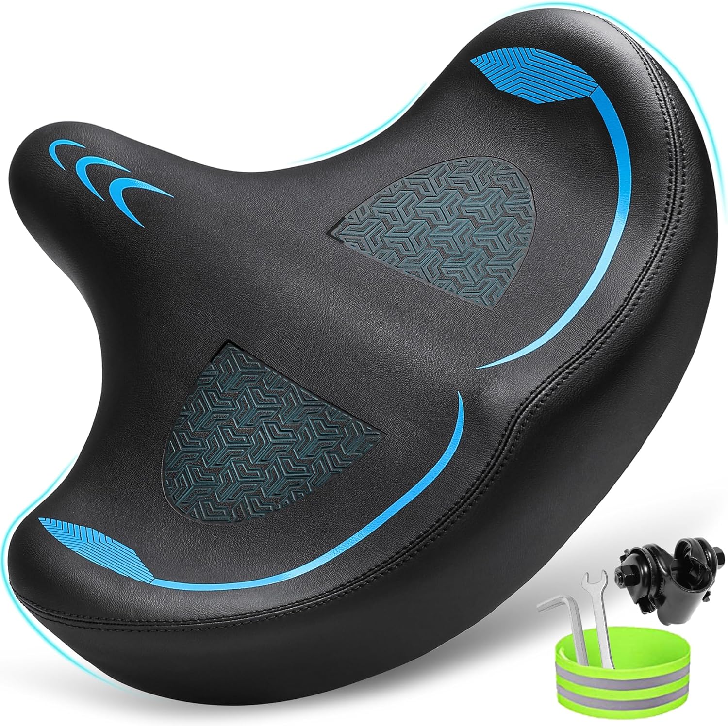 Oversized Bike Seat for Men & Women Comfort, Extra Wide Bicycle Seat Cushion, Co...