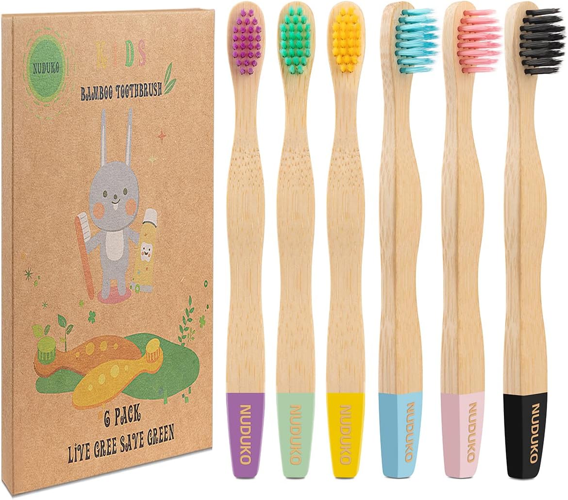 Bamboo Kids Toothbrushes, Special Eco Friendly Tooth Brush with Soft Bristle, In...