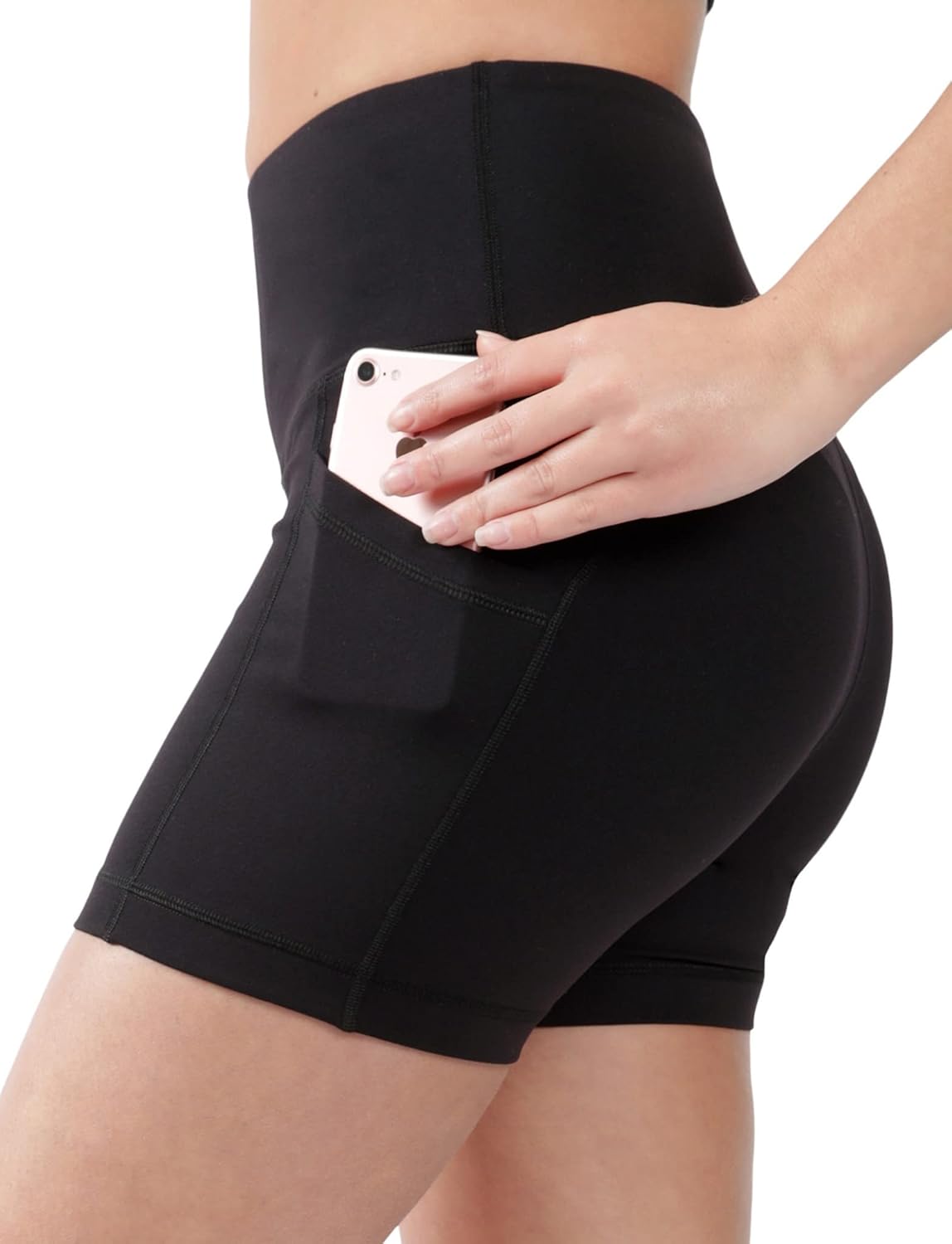 90 Degree By Reflex - High Waist Power Flex Biker Shorts with Side Pockets - 5",...