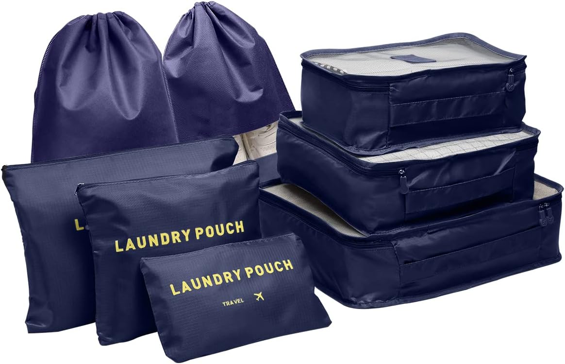 Packing Cubes Set for Travel Suitcases, 8 pcs Travel Organiser Packing Bags for...