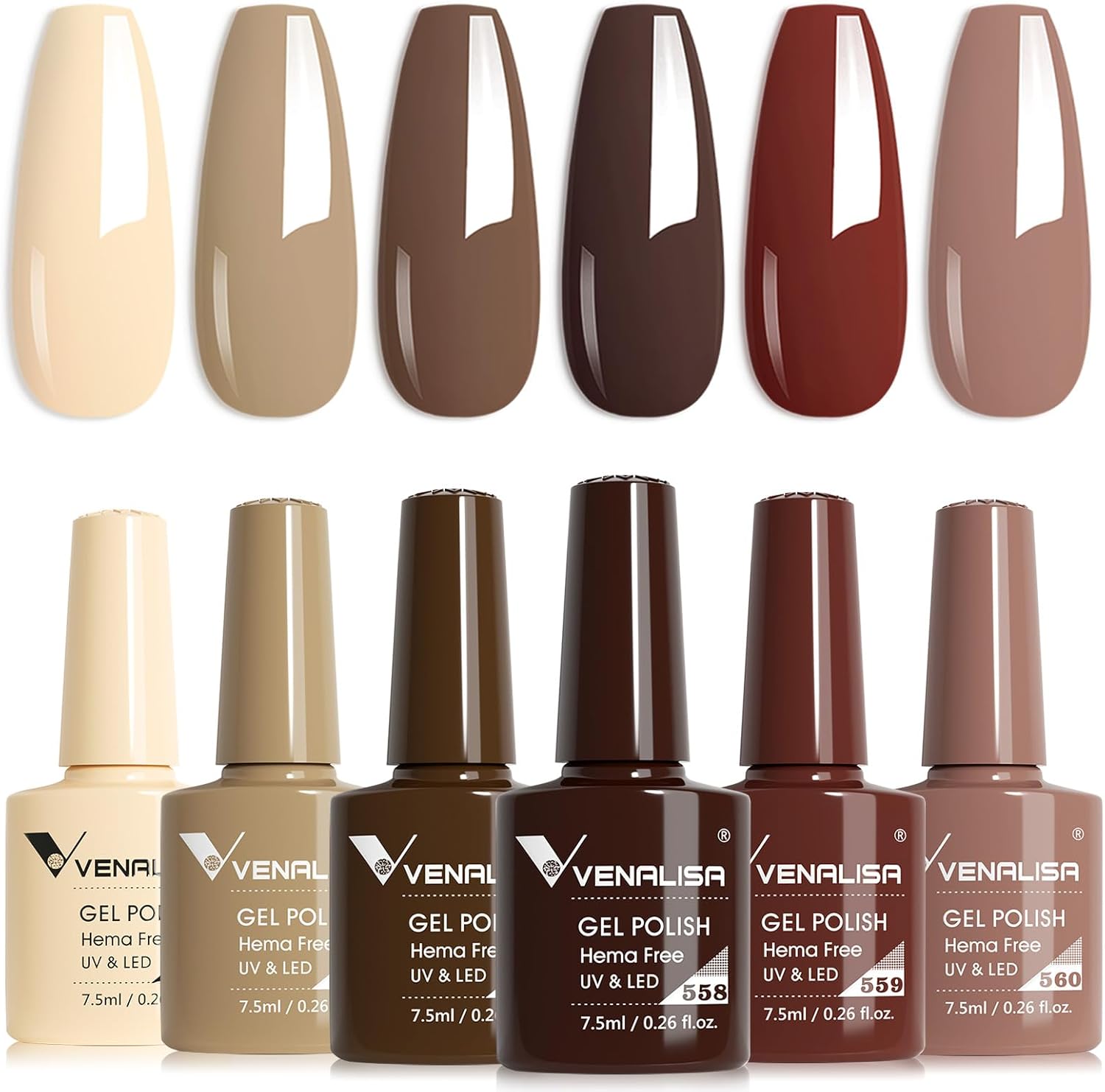 VENALISA Gel Nail Polish Set 6 Colors Brown Caramel Coffee Chocolate Gel Polish...