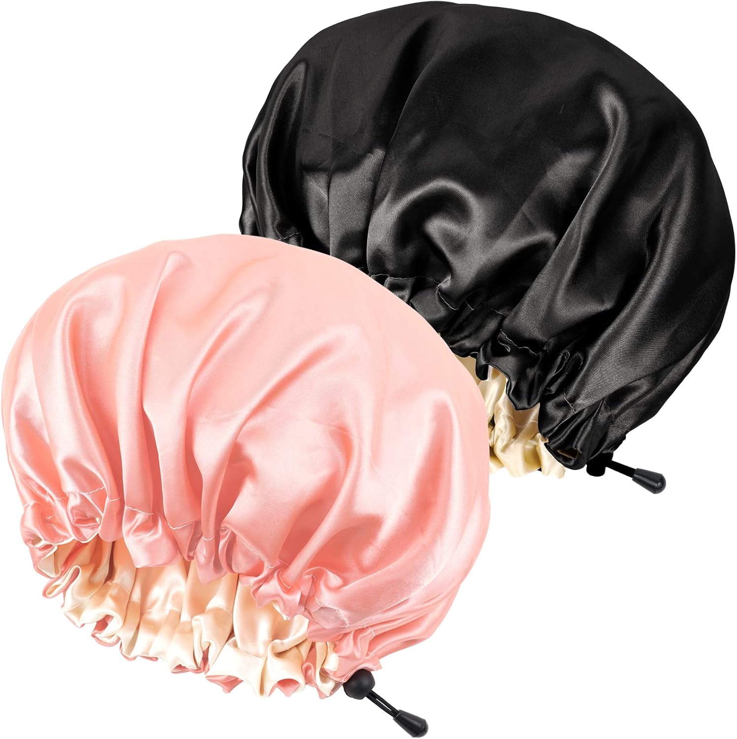 Ranphykx 2PCS Satin Sleep Cap,Adjustable Double-Sided Sleep Bonnet,Bonnet Cap fo...