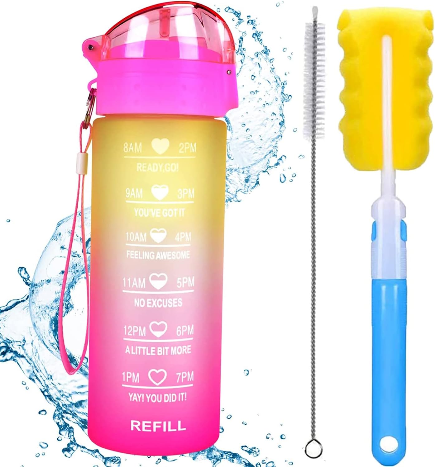 XACIOA 18oz Water Bottle with Straw&Time Markings,Leakproof BPA Free,Ensure You...