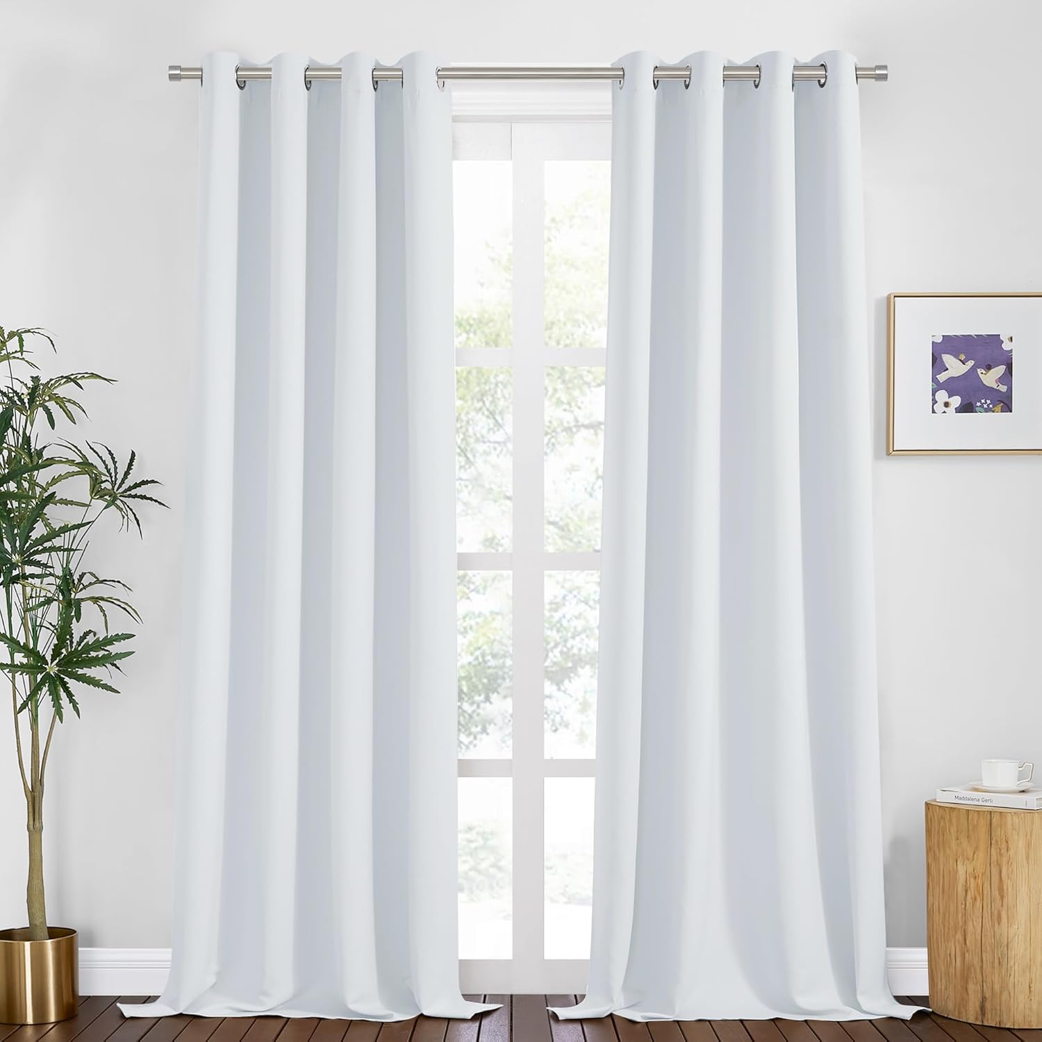 PONY DANCE Greyish White Curtains 94 inches Long - Thermal Insulated Long Curtai...