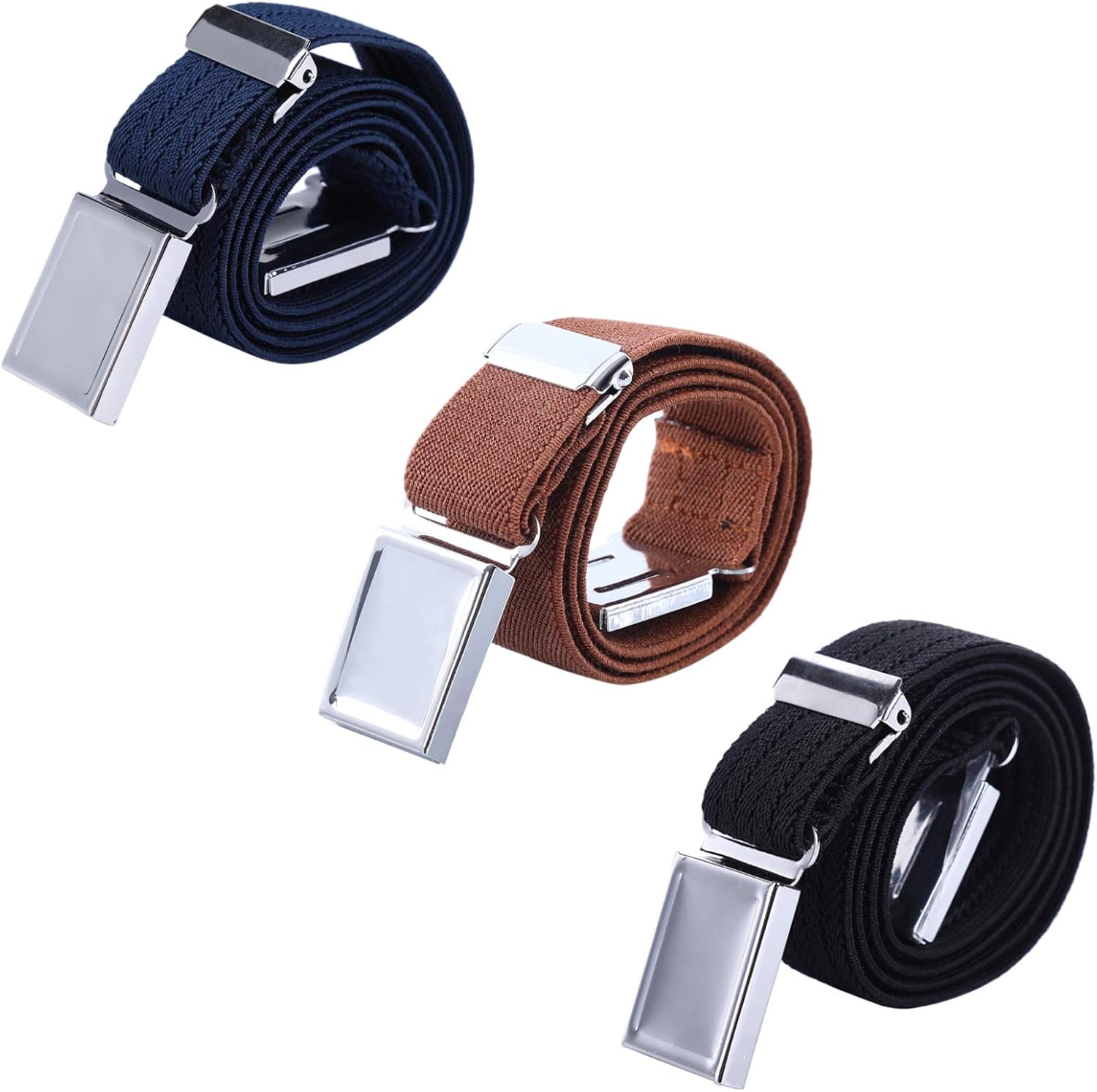 AWAYTR 3 PCS Kids Adjustable Belts, Unique Magnetic Buckle Belt for Boys and Gir...