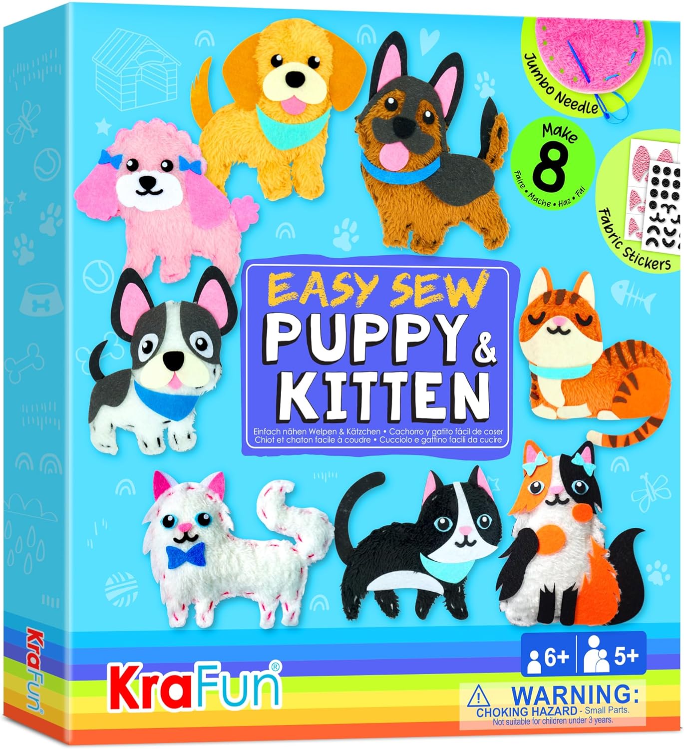 KRAFUN Easy Sewing Kit for Beginner Kids Arts & Crafts, 8 Easy DIY Projects of S...