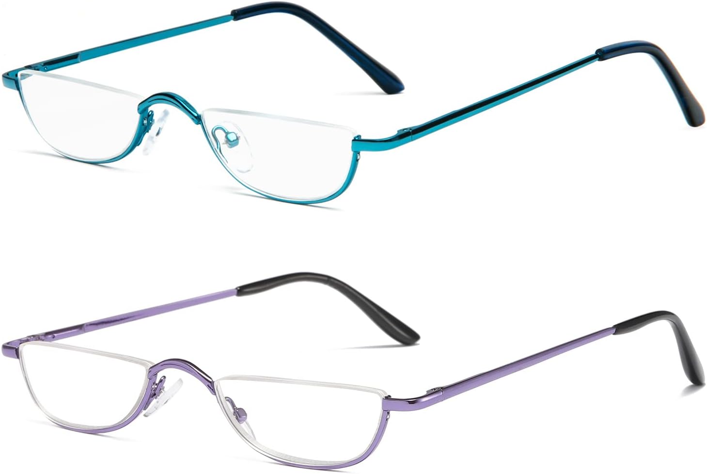 KoKoBin Half Frame Reading Glasses Spring Hinges for Men Women Slim Half Moon Le...