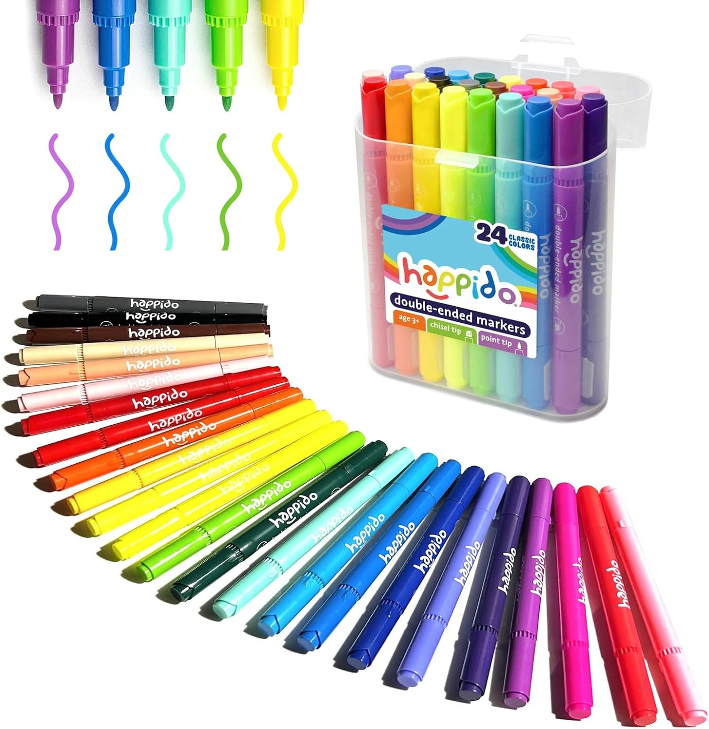 International Arrivals Happido Set of 24 Double Sided Markers, Non Toxic Markers...