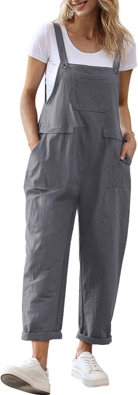 YESNO Women Long Casual Loose Bib Pants, Special Overalls For Baggy Rompers Jump...