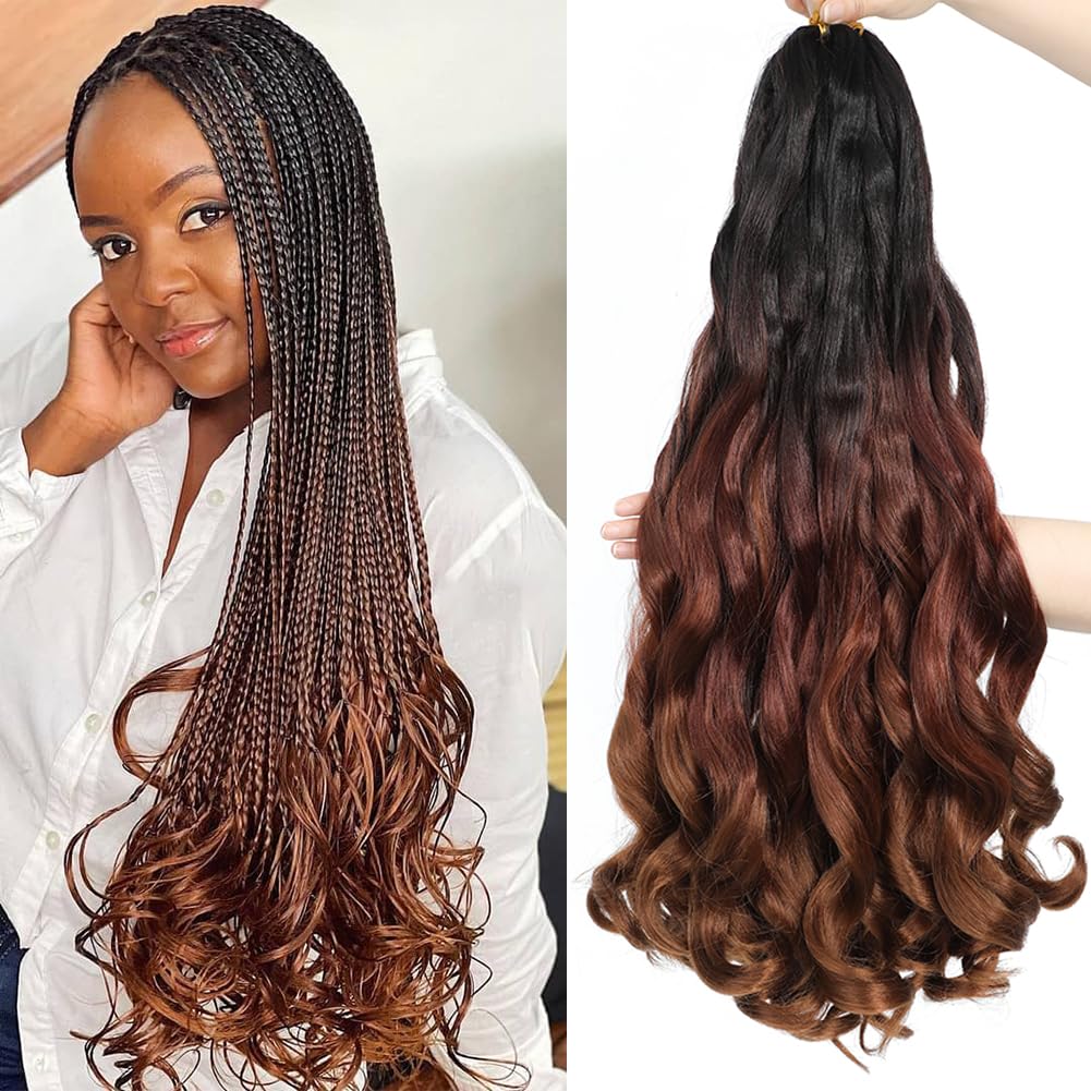 French Curly Braiding Hair 24 Inch 8 Packs - Pre Stretched Bouncy Braiding Hair-...