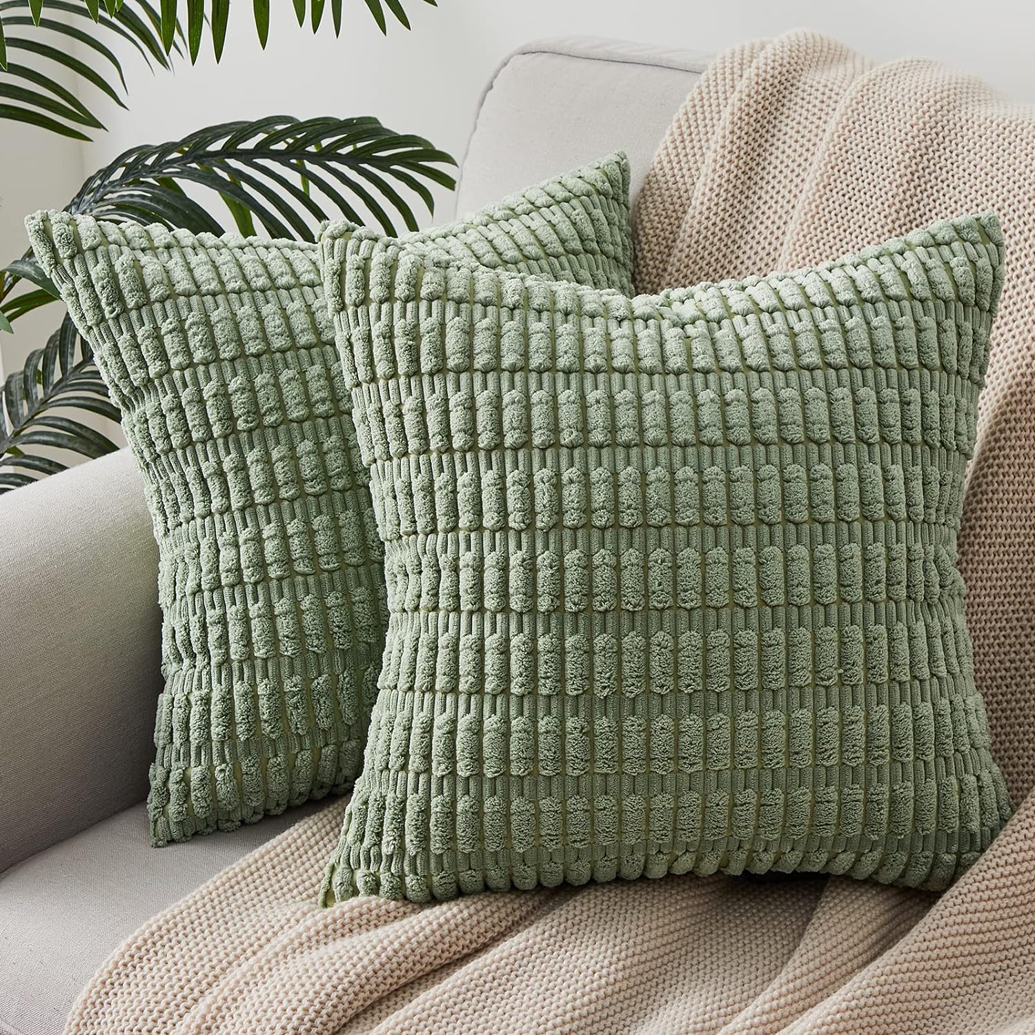 Topfinel Sage Green Cushions Large Square Cushion Covers 50cm x 50cm Sofa Throw...