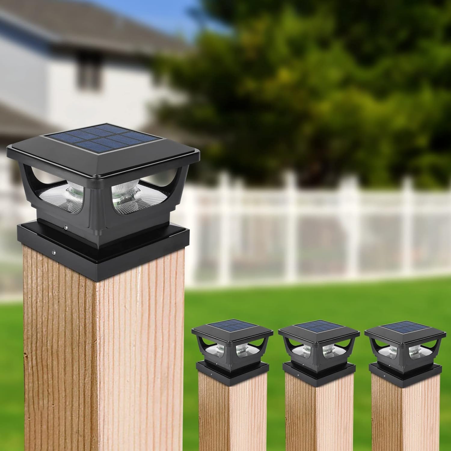 GEYUEYA Home Solar Post Lights,Solar Post Cap Lights IP65 Waterproof Solar Fence...