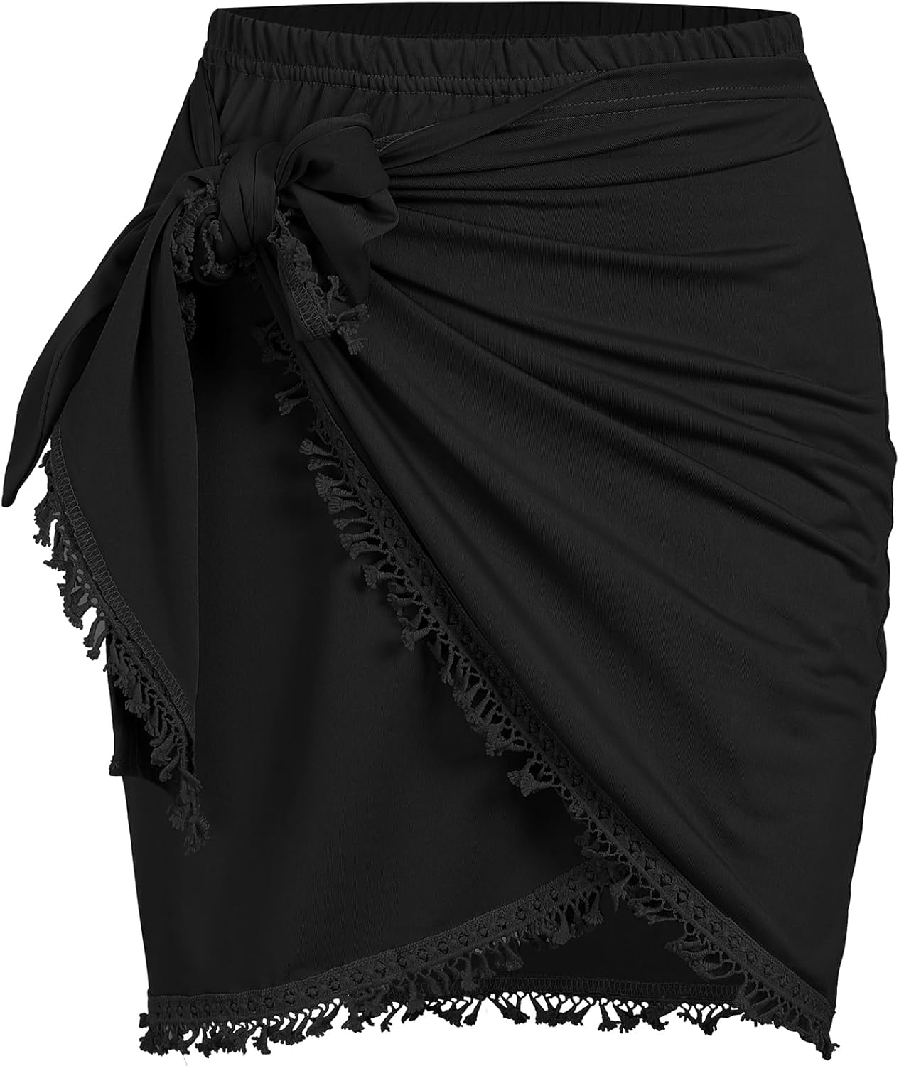 ZAFUL Slit Skirt for Women Boho Print Tie Side Wrap Tassel Casual Beach Mini Ski...