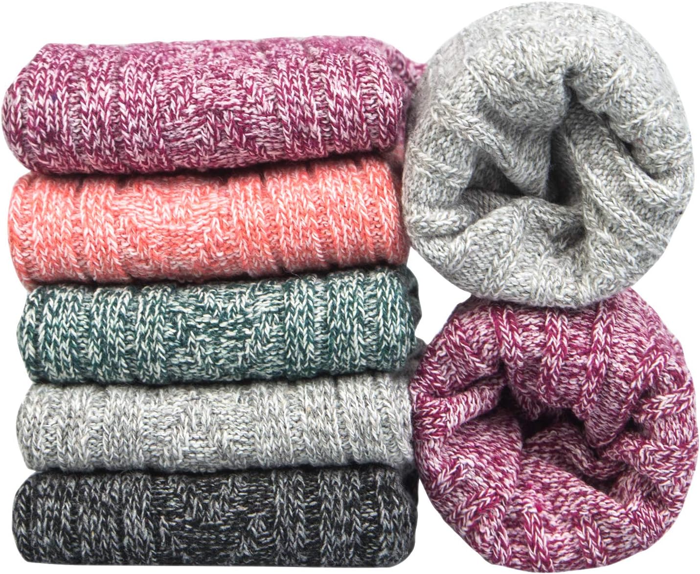 5pairs Women Merino Wool Socks Winter Thermal Soft Business Chunky Knitting Sock...