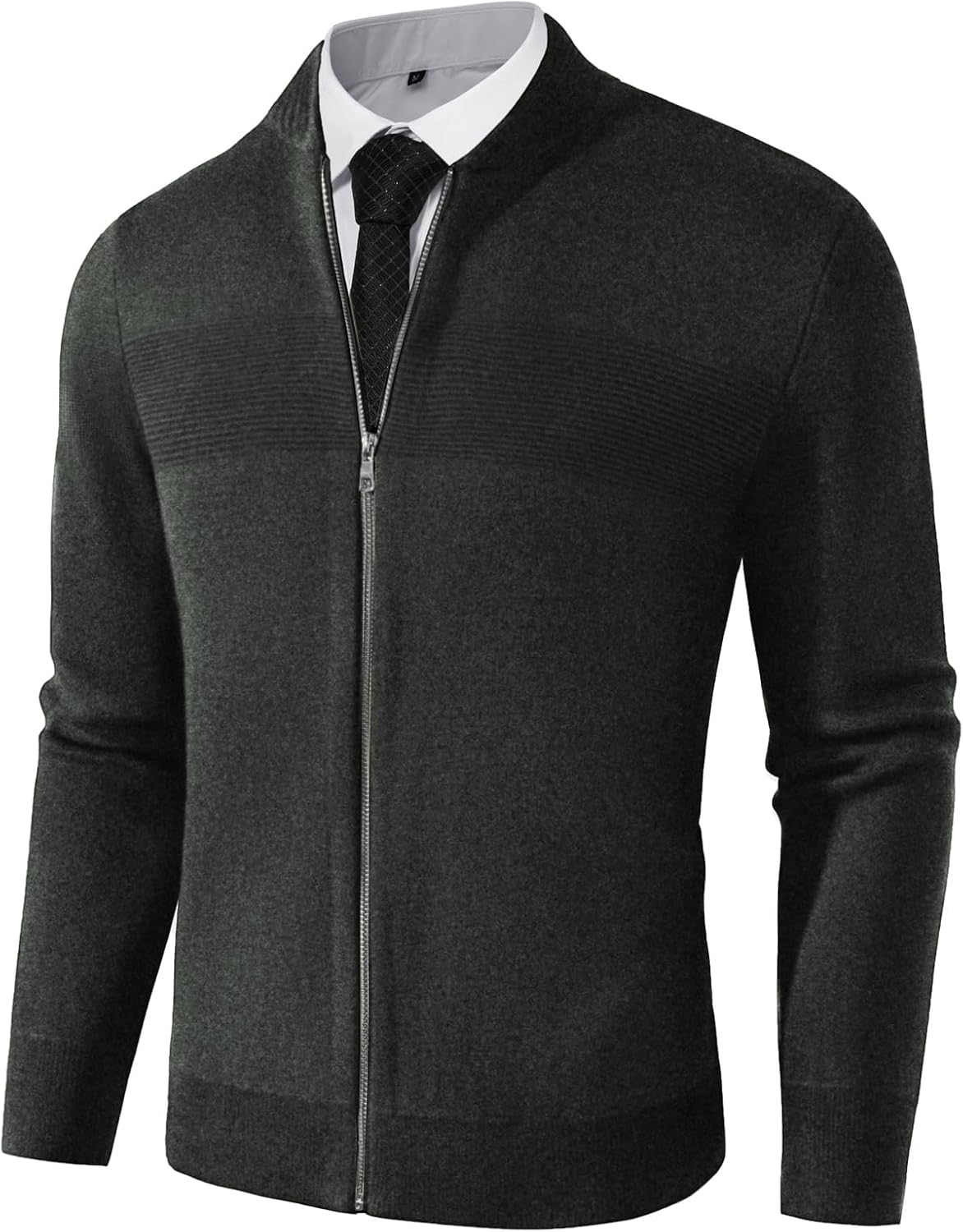 PJ PAUL JONES Mens Full Zip Cardigan Sweater Stand Collar Regular Fit Knit Sweat...