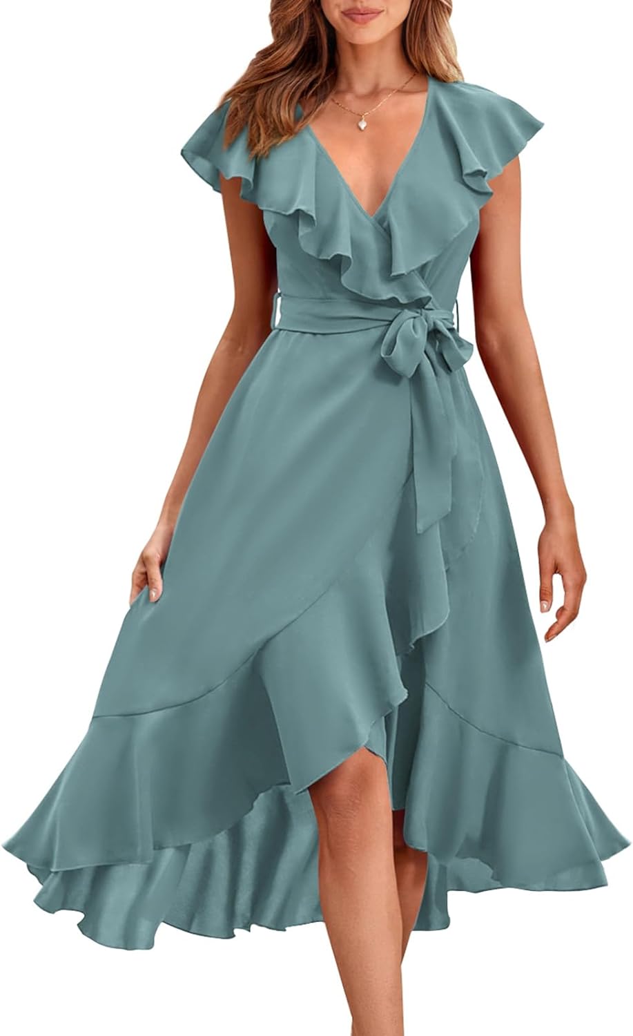 PRETTYGARDEN Women's Dress, Unique Summer Wrap Midi Dress for Casual Boho Look,...