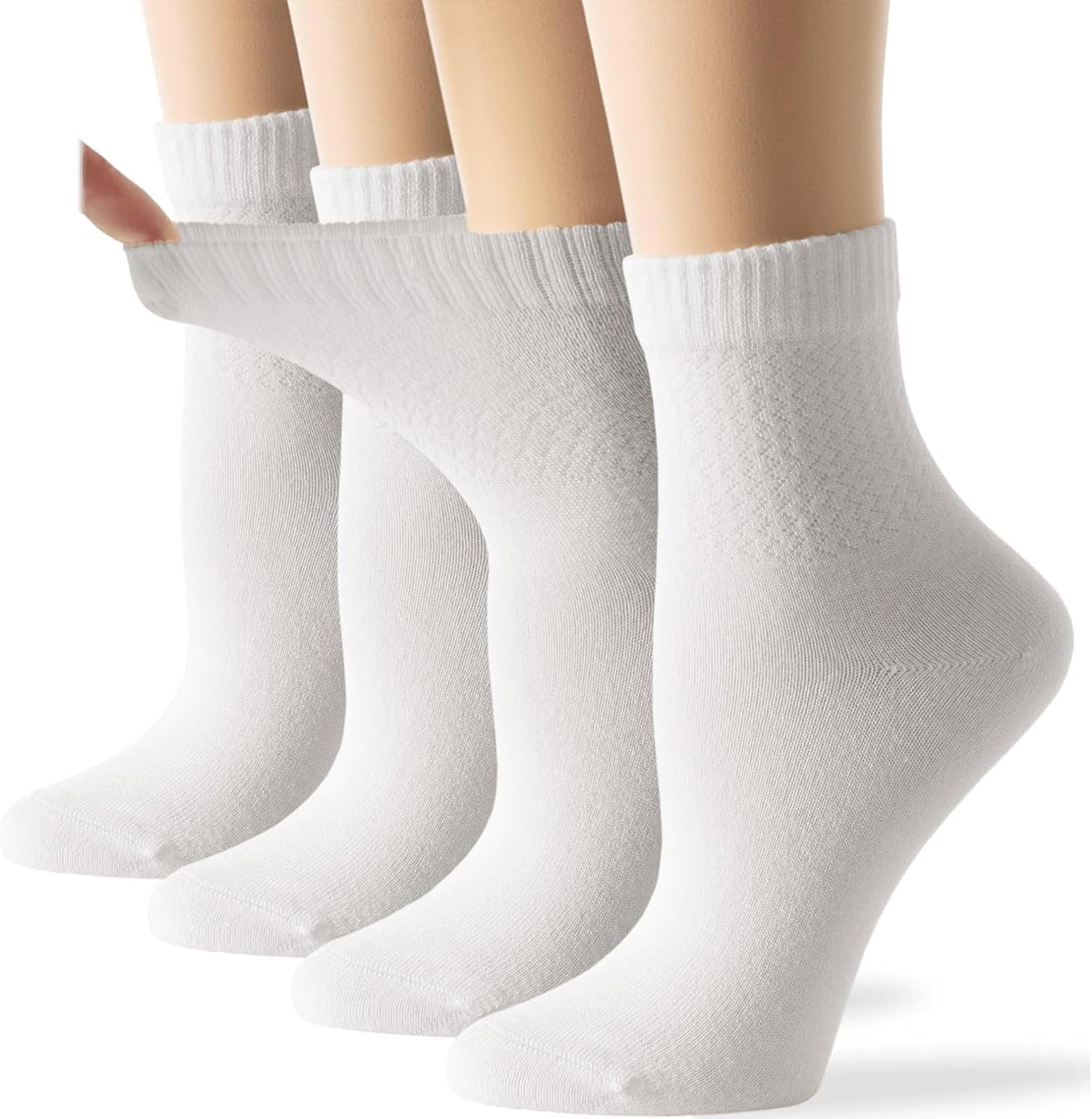 Dafi soft 4 Pairs Women Bamboo Quarter Diabetic Extra Wide Fashion Socks, Soft T...