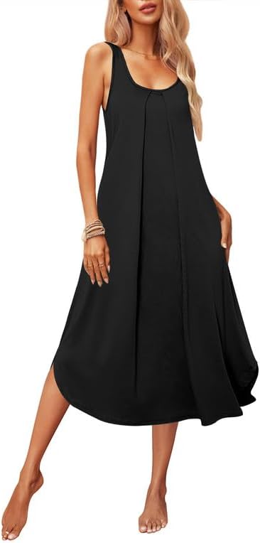 Ekouaer Nightgowns, Special Long Sleeveless Sleepshirt, Innovative Soft Tank Sle...