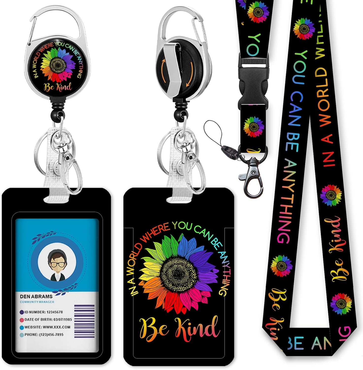 Giancomics Be Kind Lanyards, Special ID Badge Holder with Lanyard Badge Reel, In...