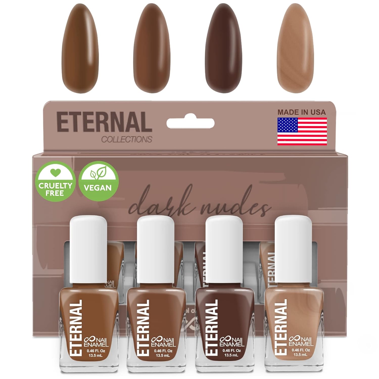 Eternal Nude Nail Polish Set for Women (DARK NUDES) - Brown Nail Polish Set for...