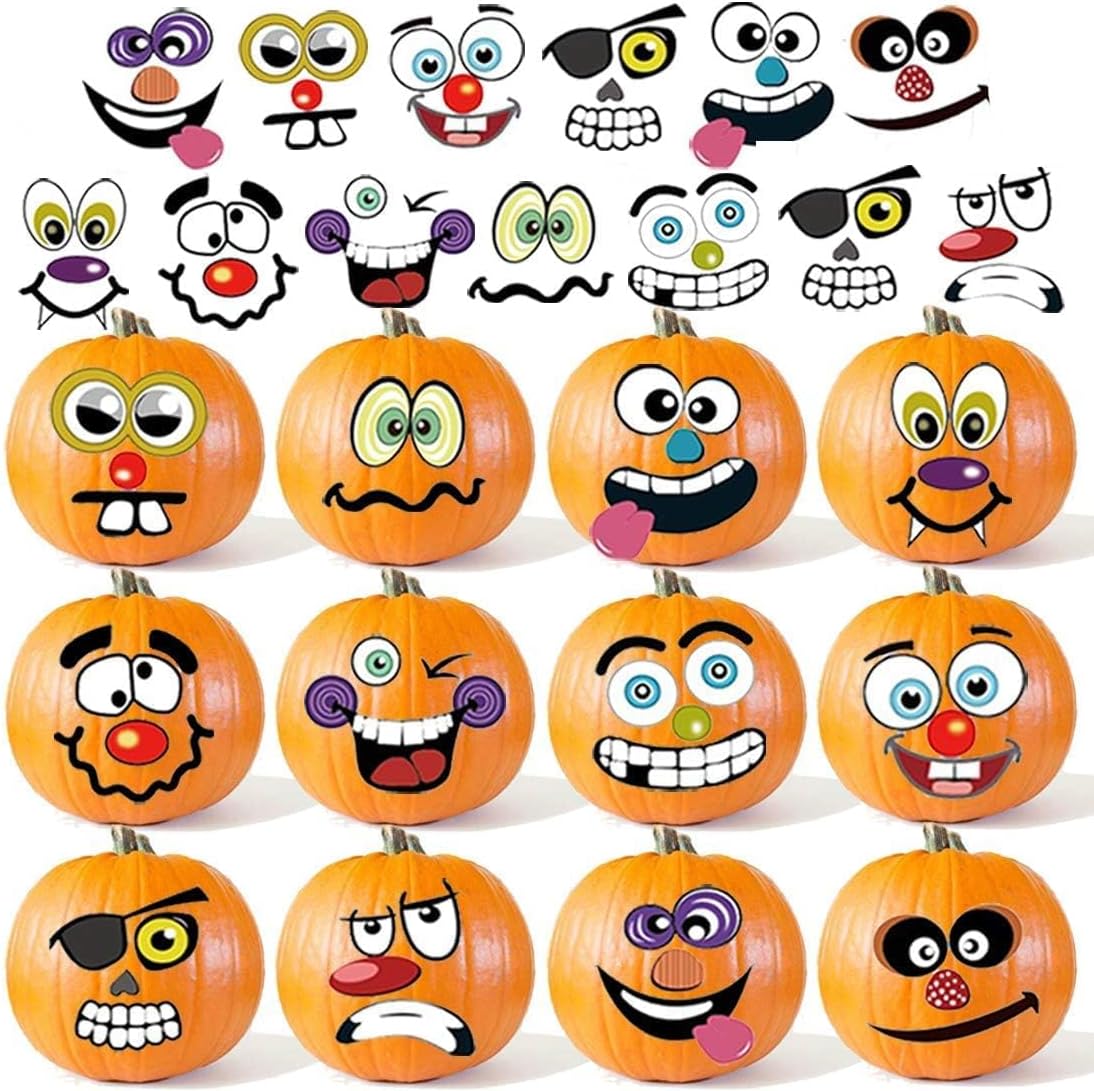 Kockuu 36 Pack Halloween Pumpkin Decorating Stickers, Unique Small Pumpkin Face...