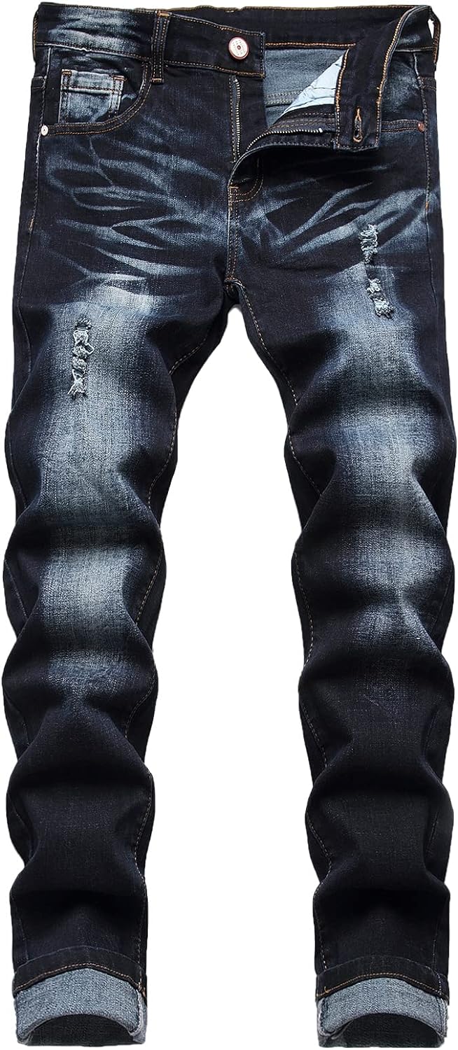 JUNBAOSS Men's Slim Fit Stretch Jeans Ripped Skinny Jeans for Men, Distressed St...