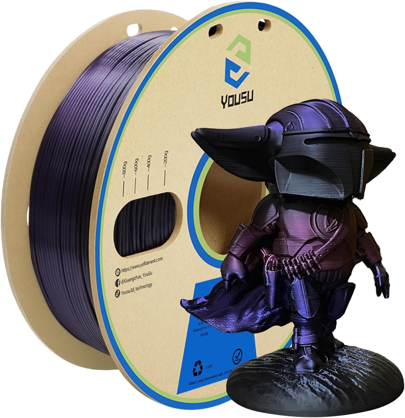 Yousu Silk Dual Color PLA Filament Coextrusion PLA Filament Multicolor 3D Printe...