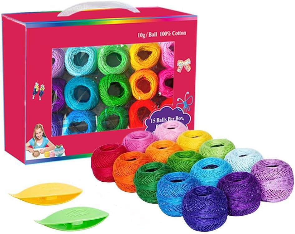 Knitiss Crochet Kits with Crochet Thread Balls (15Pcs), 100% Pearl Cotton Thread...