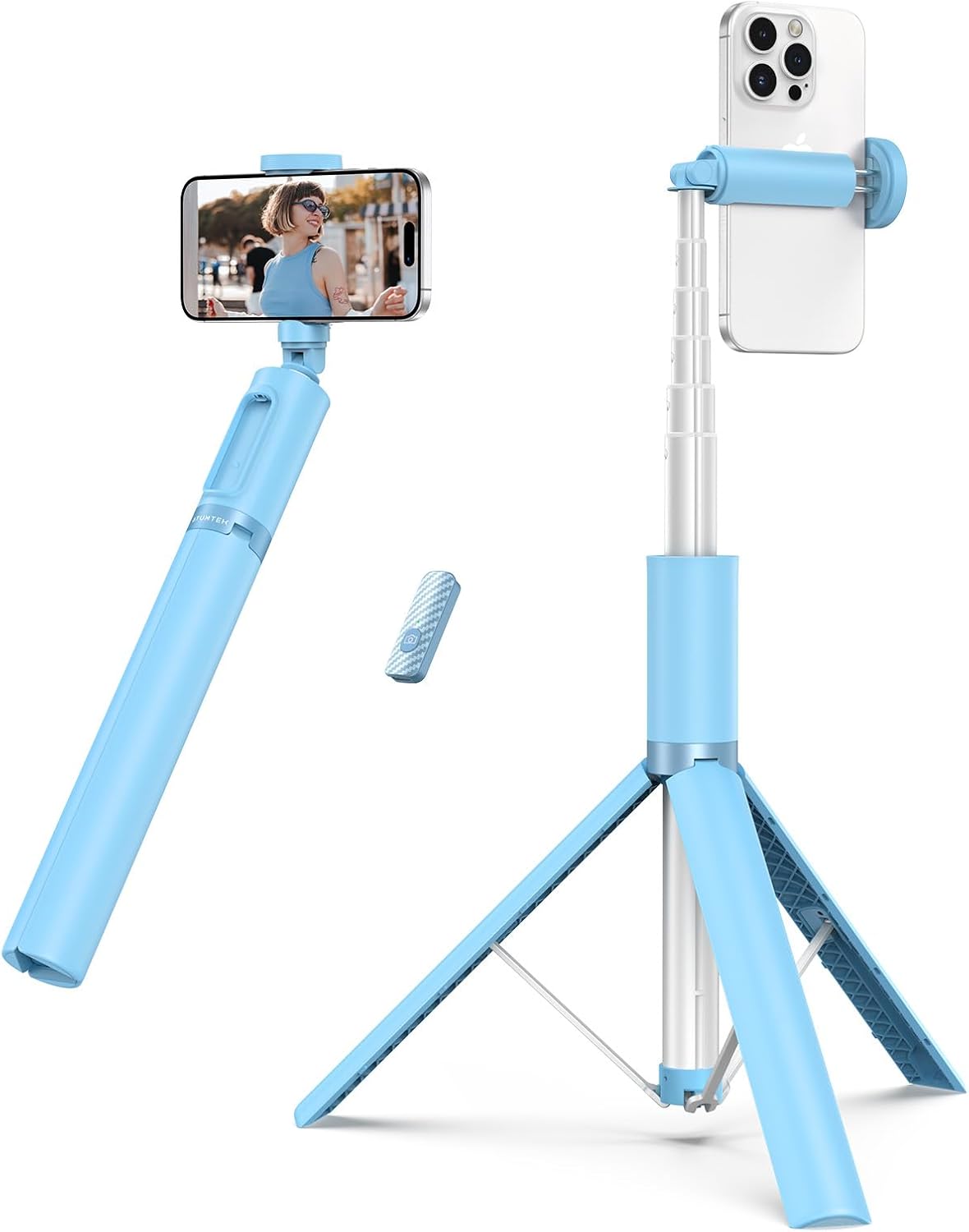 ATUMTEK 1.4m Selfie Stick Tripod, All-in-one Extendable Aluminium Phone Tripod w...