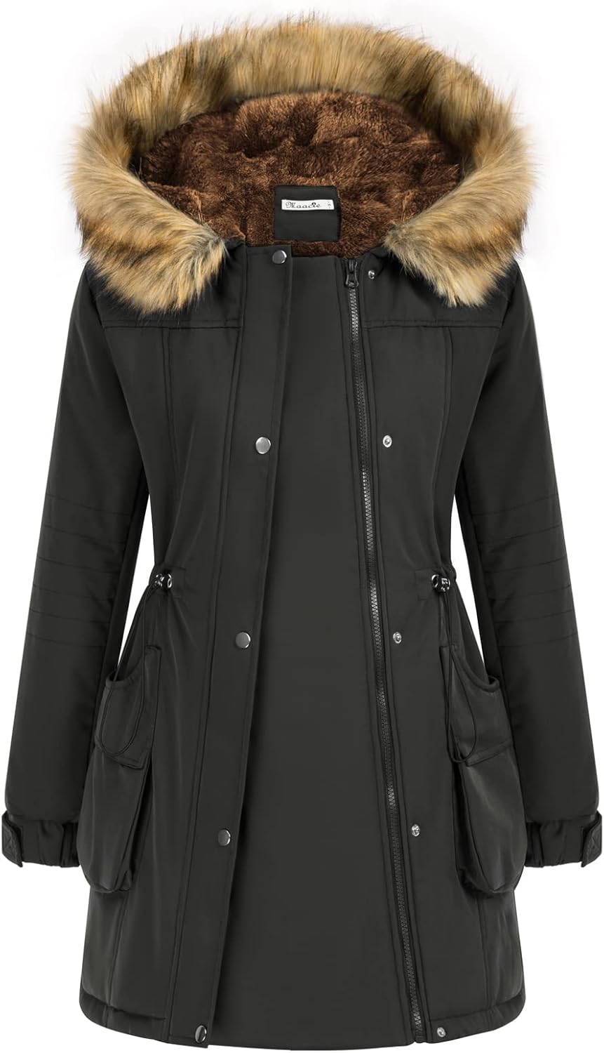 Maacie Womens Maternity 3 in 1 Thickened Outwear Fleece Lined Coat Winter Warm H...