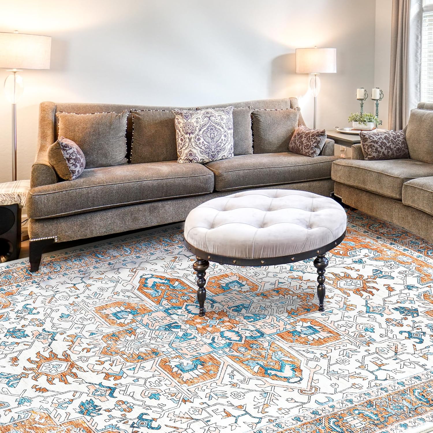 8x10 Washable Boho Area Rug - Non Slip, Indoor Large Carpet for Living Room, Bed...